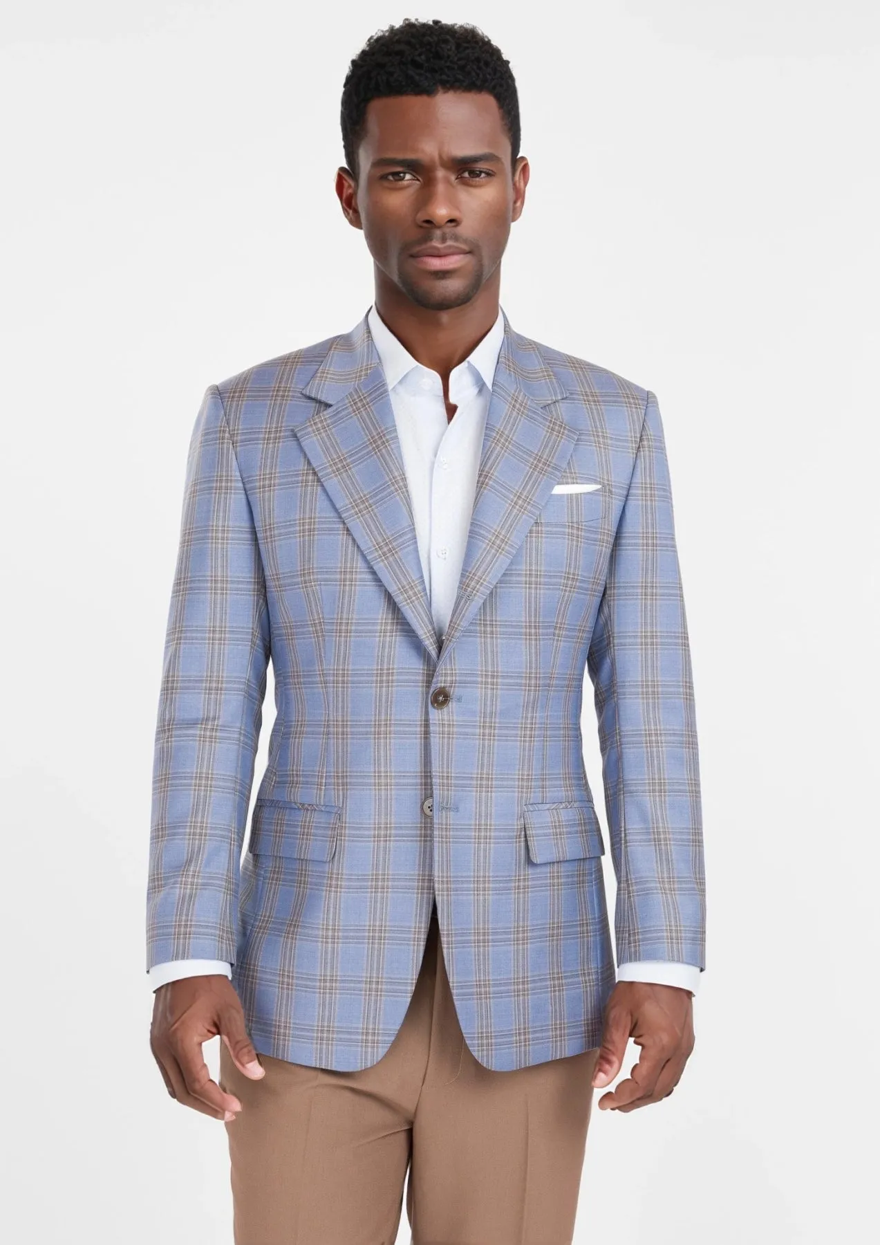 Vista Blue Checked Thompson Jacket sold by Sartoro
