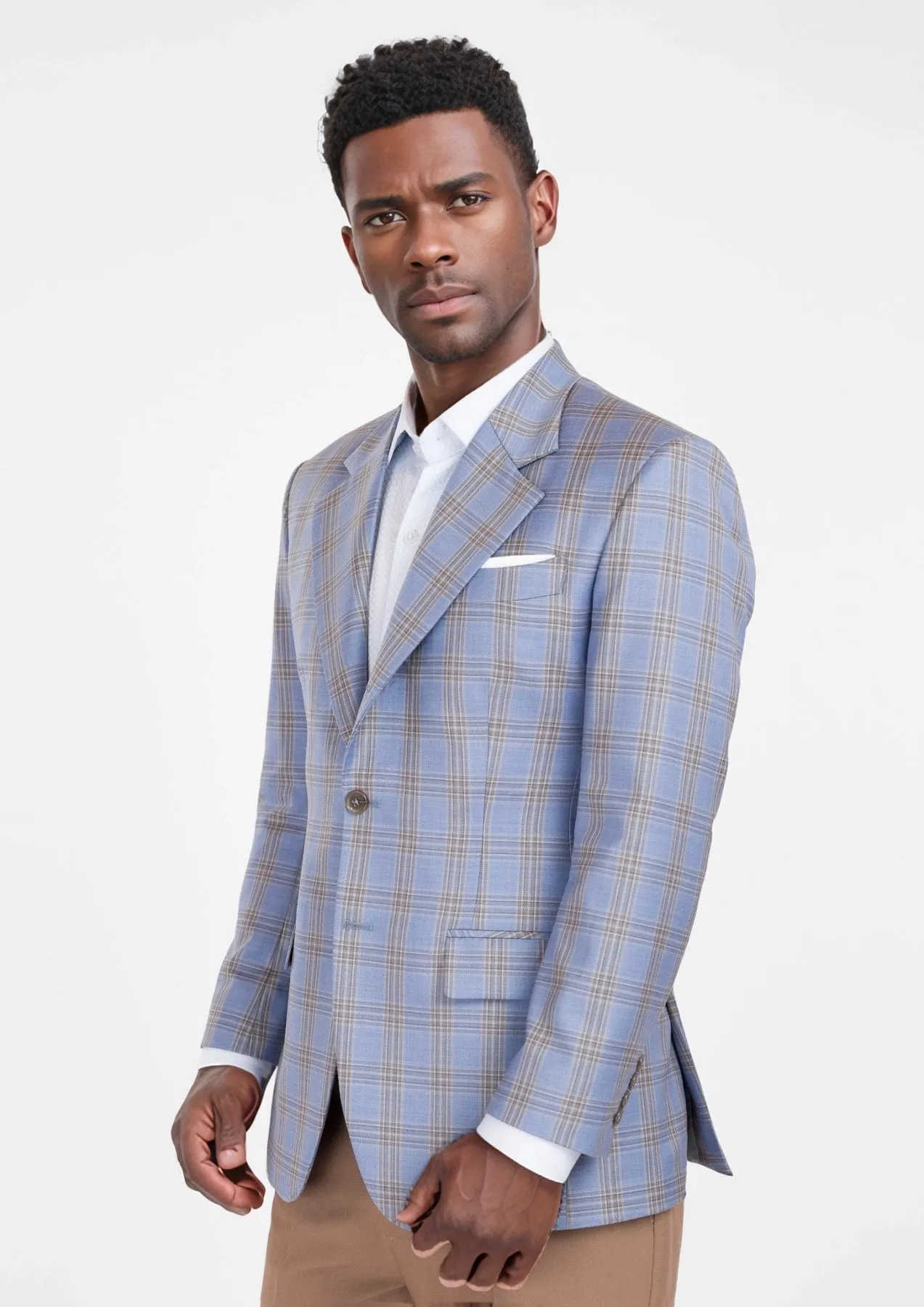 Vista Blue Checked Thompson Jacket sold by Sartoro product image thumbnail 3