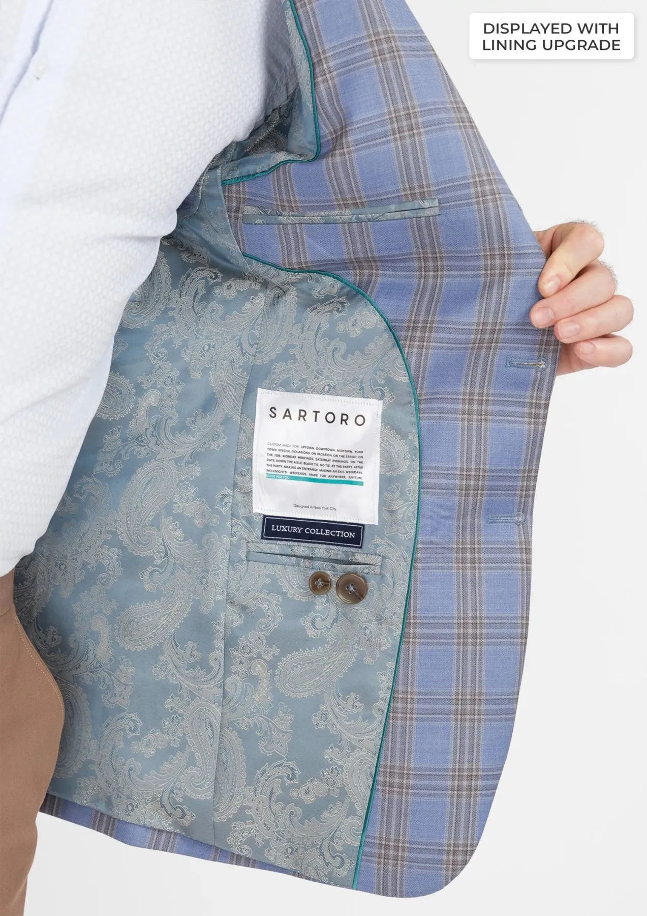 Vista Blue Checked Thompson Jacket sold by Sartoro product image thumbnail 4