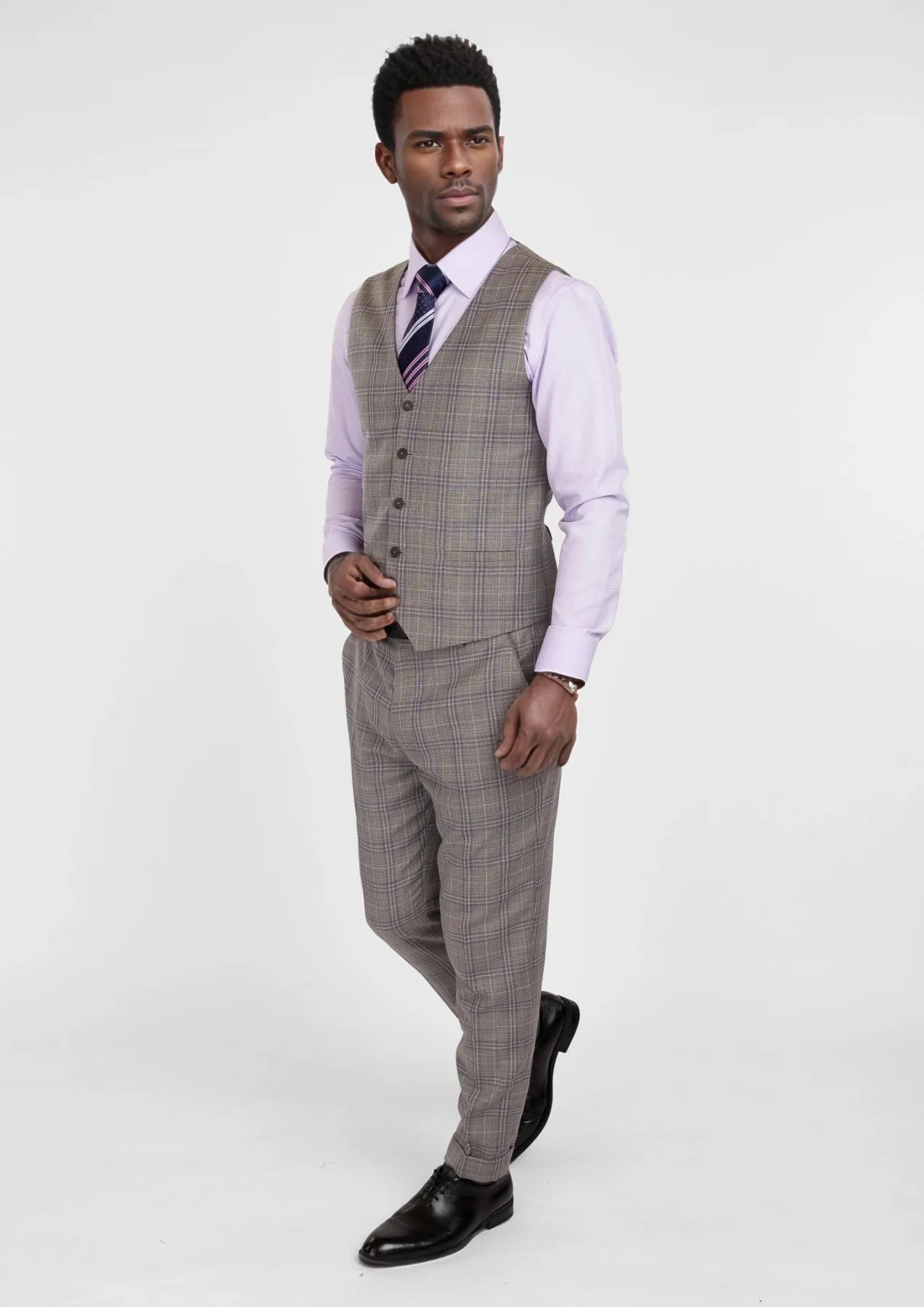 Nickel Grey Checked Vest sold by Sartoro product image thumbnail 5