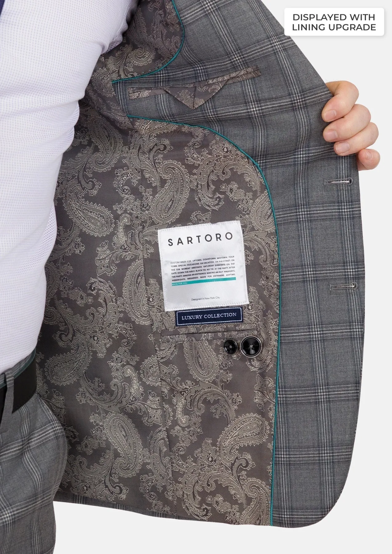 Fossil Grey Checked Ellis Suit sold by Sartoro product image thumbnail 4