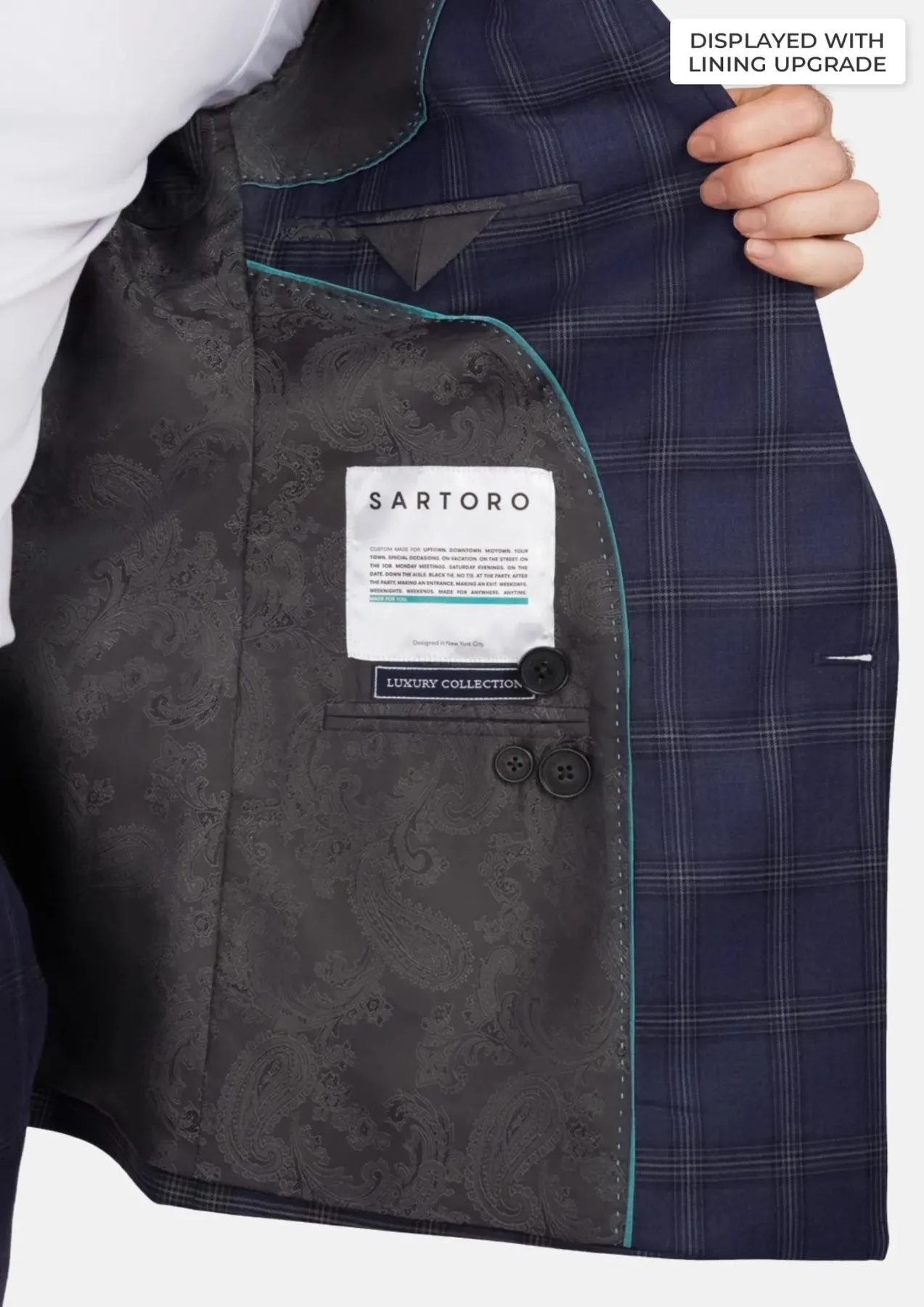 British Navy Checked Rockafeller Suit sold by Sartoro product image thumbnail 4