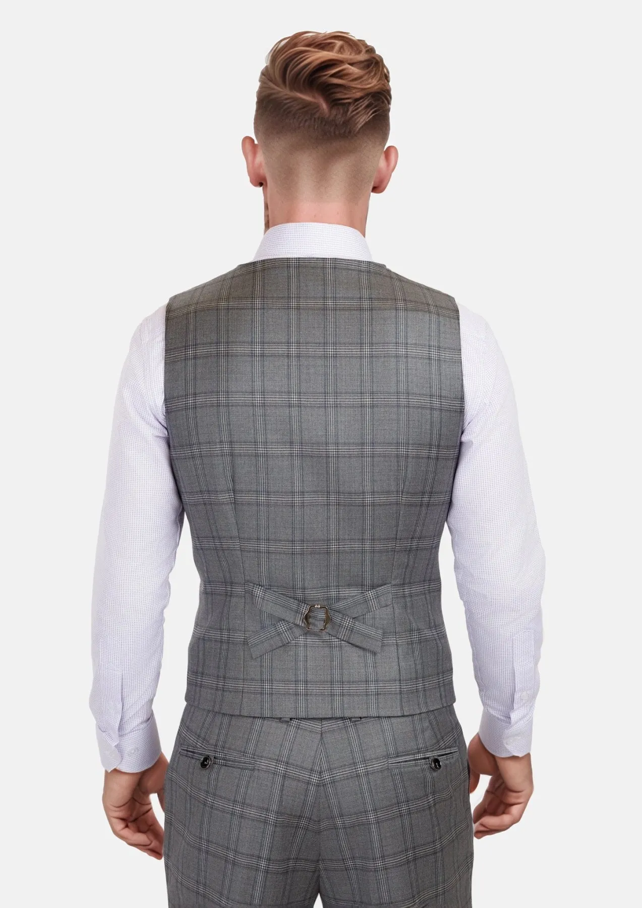 Fossil Grey Checked Vest sold by Sartoro product image thumbnail 3