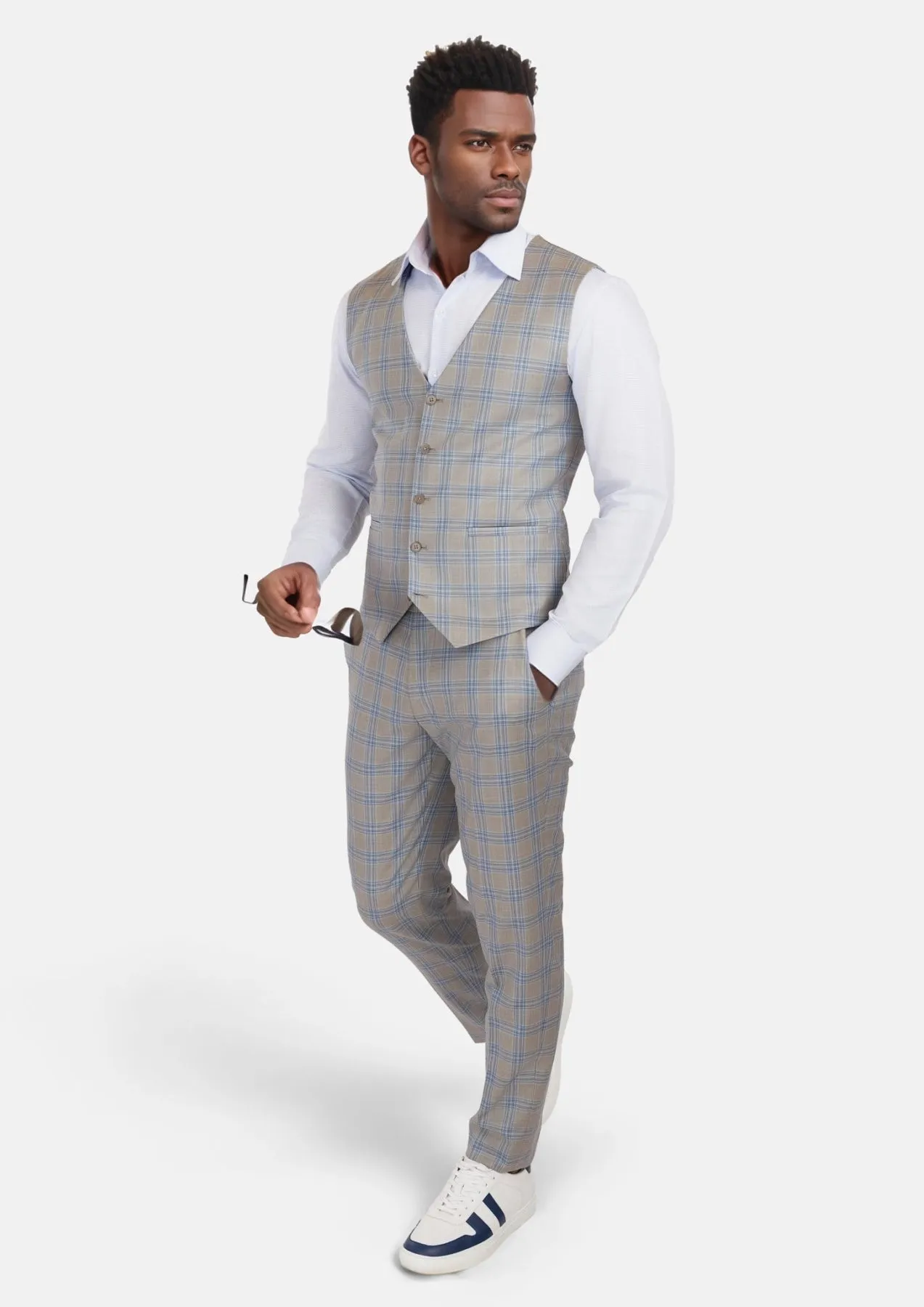 Milano Grey Checked Vest sold by Sartoro product image thumbnail 3