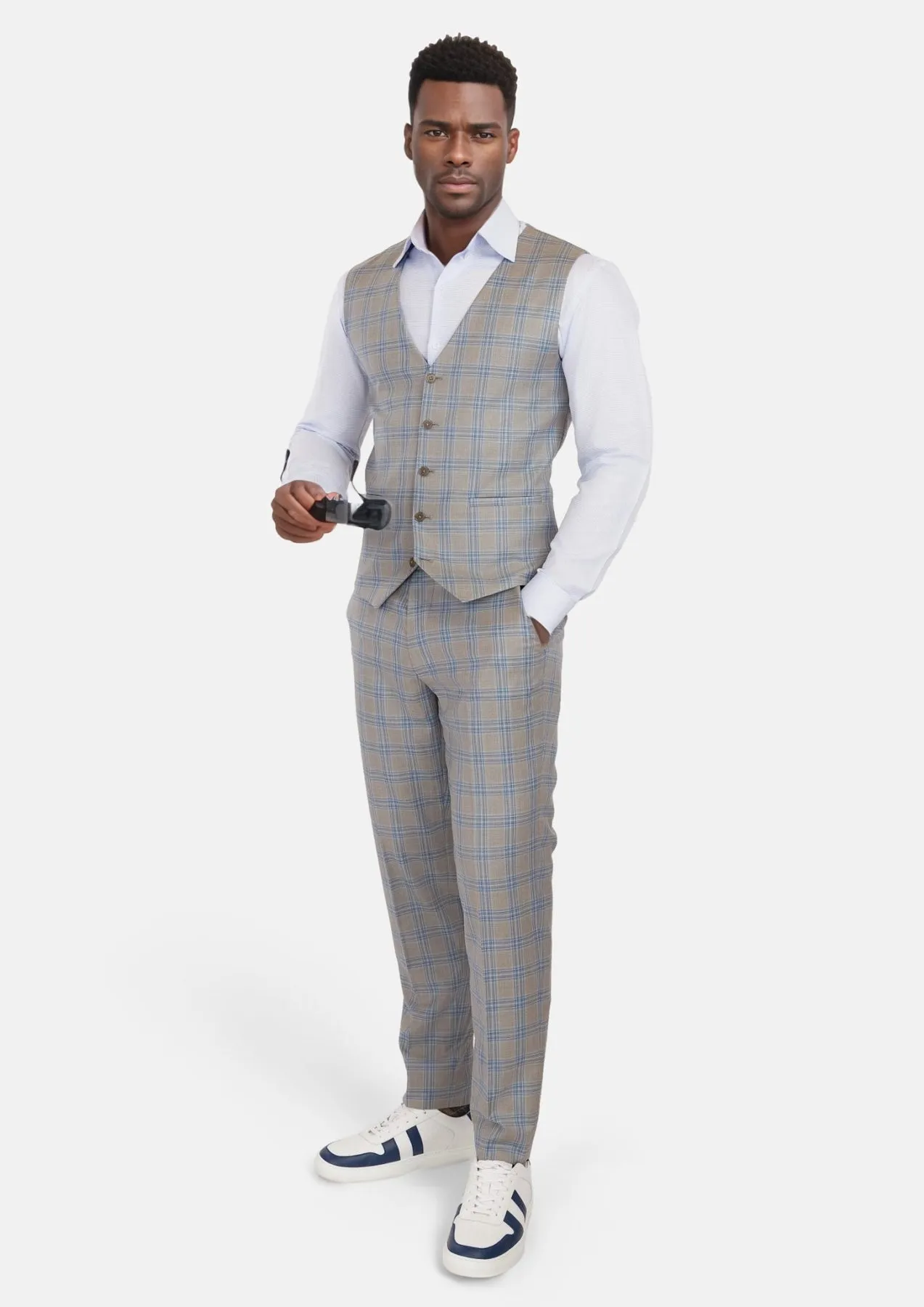 Milano Grey Checked Vest sold by Sartoro product image thumbnail 5