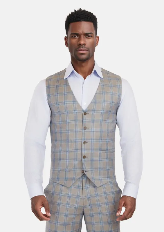 Milano Grey Checked Vest sold by Sartoro