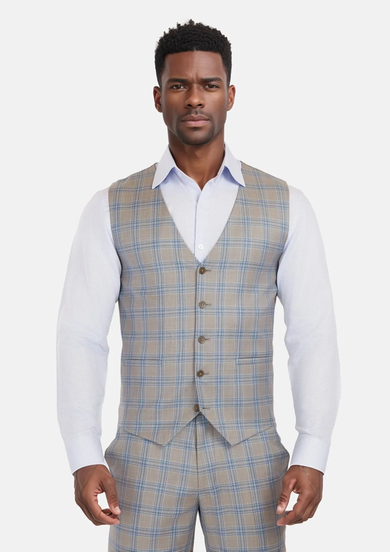 Milano Grey Checked Vest sold by Sartoro