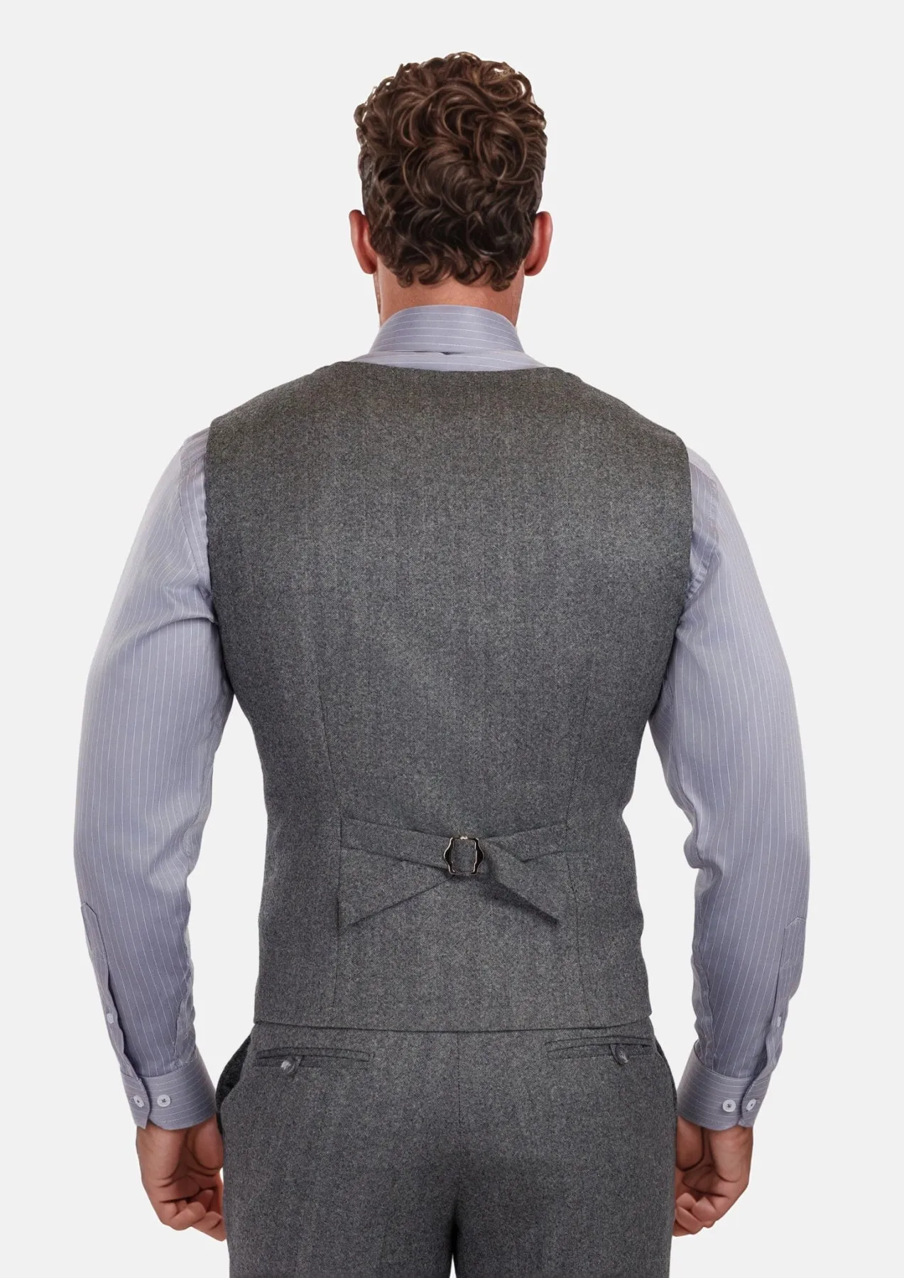 Mid Grey Herringbone Flannel Vest sold by Sartoro product image thumbnail 4
