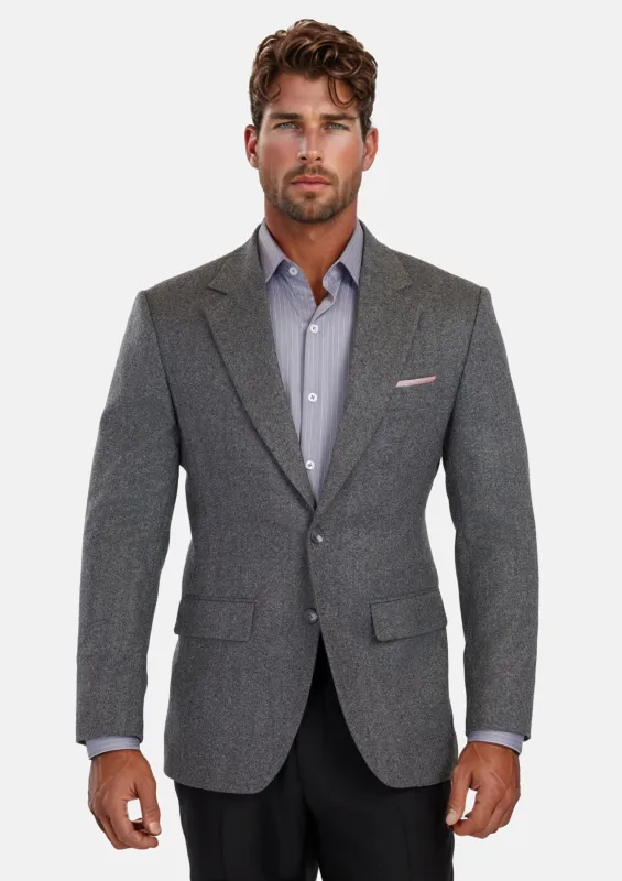 Mid Grey Herringbone Flannel Jacket sold by Sartoro