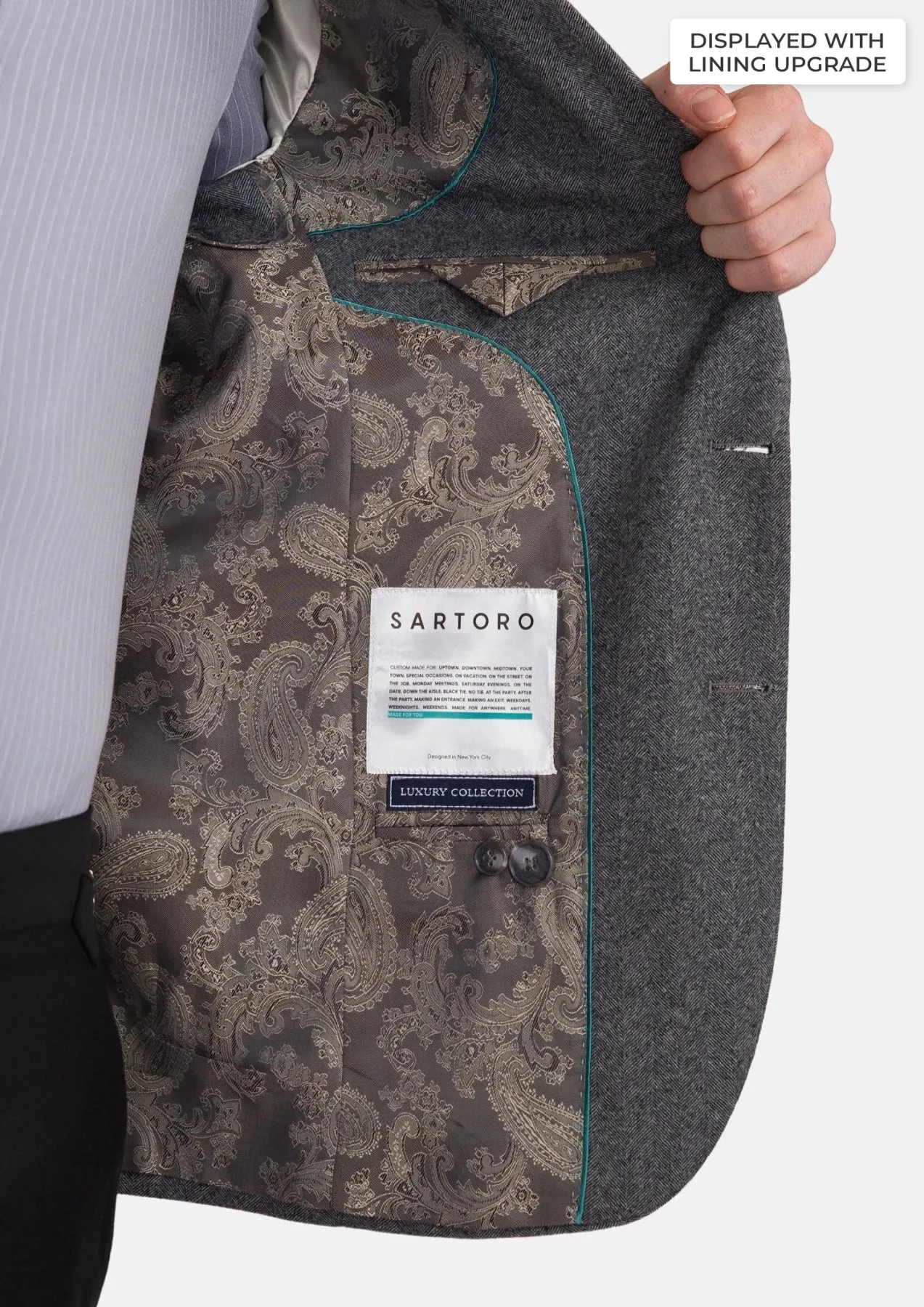 Mid Grey Herringbone Flannel Jacket sold by Sartoro product image thumbnail 4