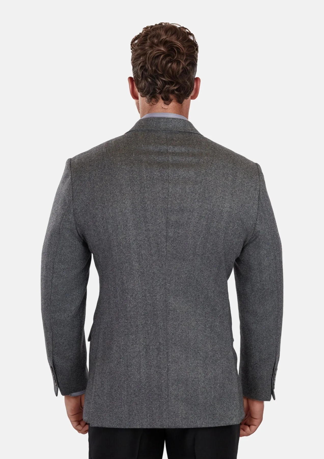Mid Grey Herringbone Flannel Jacket sold by Sartoro product image thumbnail 5