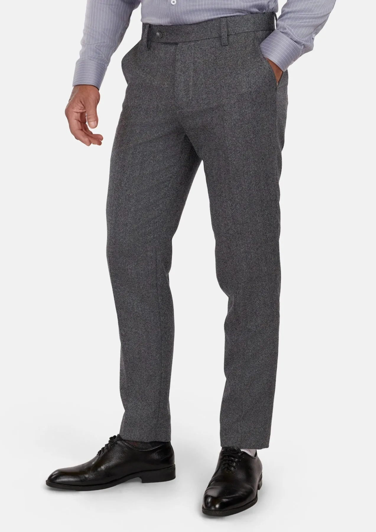 Mid Grey Herringbone Flannel Pants sold by Sartoro product image thumbnail 4