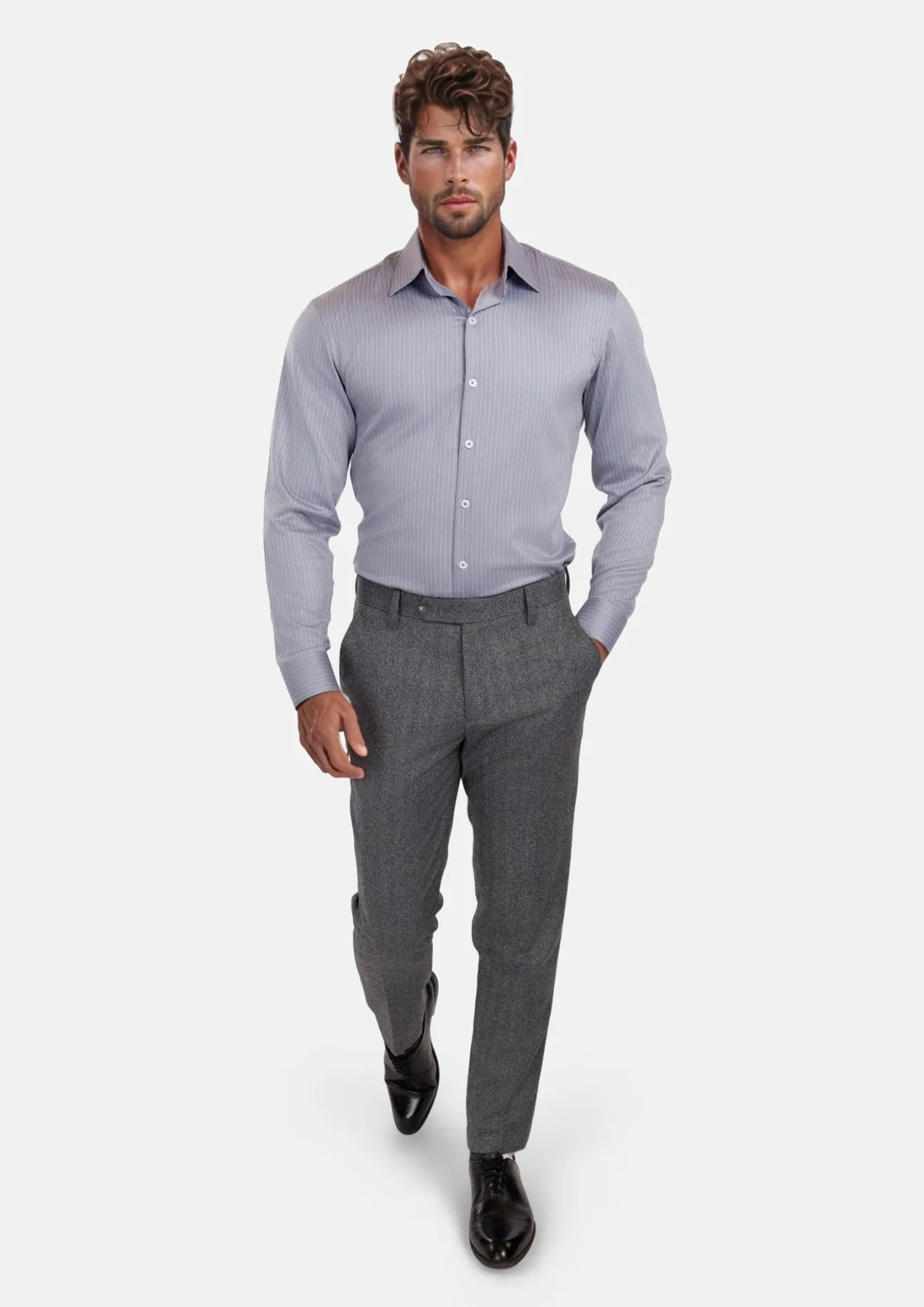 Mid Grey Herringbone Flannel Pants sold by Sartoro product image thumbnail 3