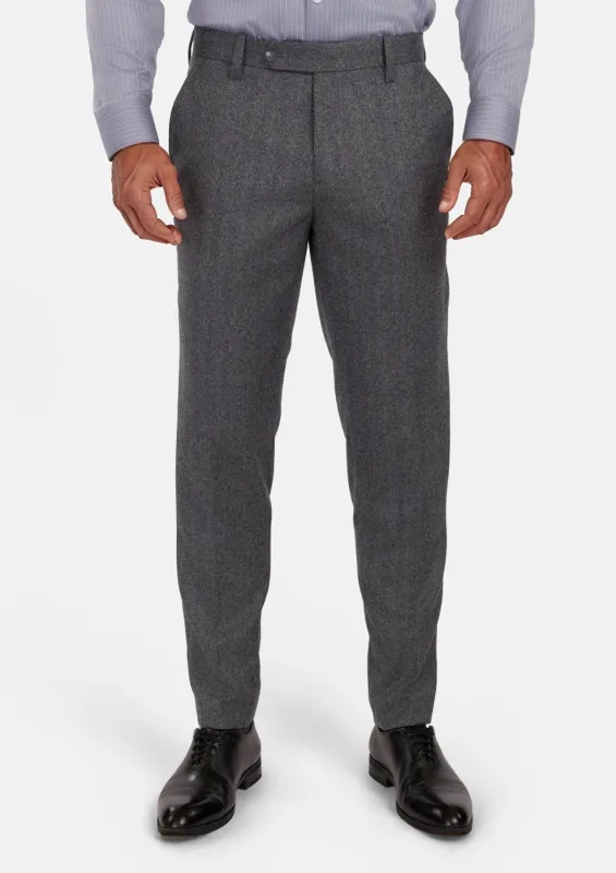 Mid Grey Herringbone Flannel Pants sold by Sartoro