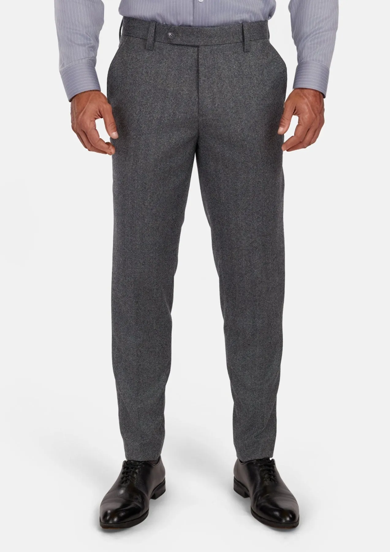 Mid Grey Herringbone Flannel Pants sold by Sartoro