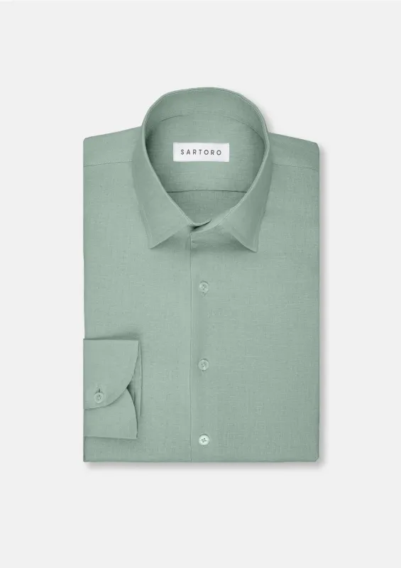 Jade Green Linen Shirt sold by Sartoro