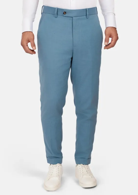 Mid Blue Linen Blend Pants sold by Sartoro