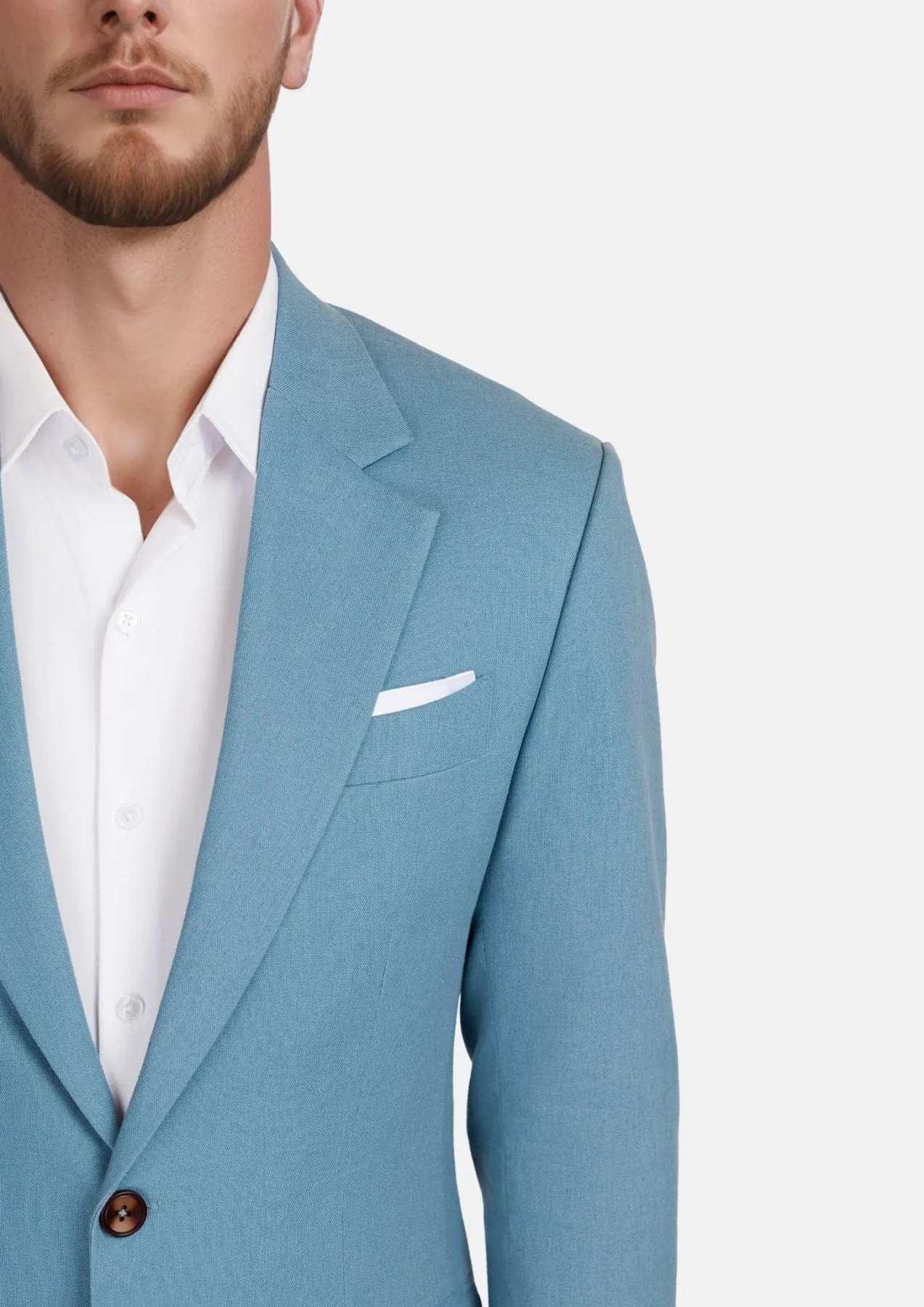 Mid Blue Linen Blend Astor Suit sold by Sartoro product image thumbnail 2