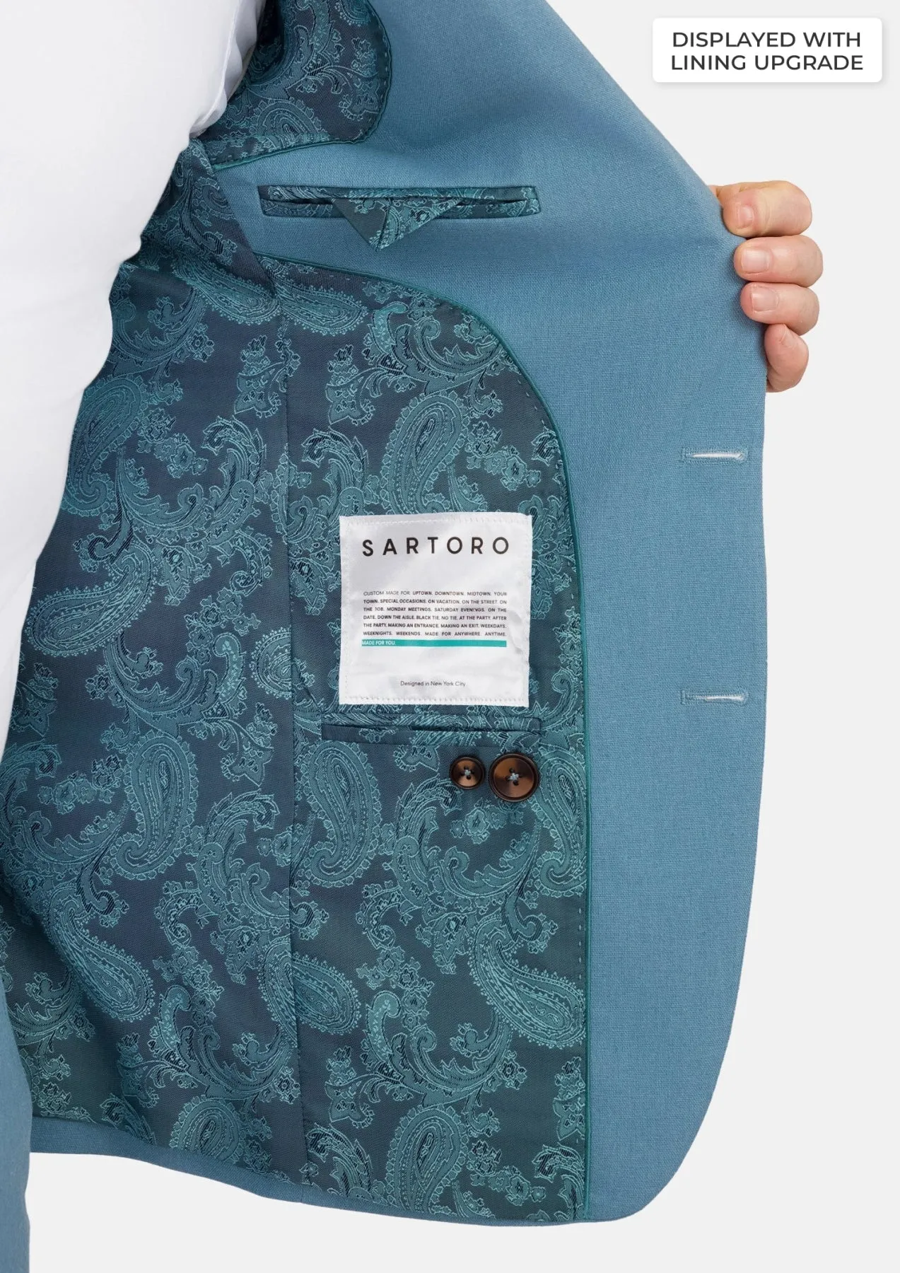 Mid Blue Linen Blend Astor Suit sold by Sartoro product image thumbnail 5