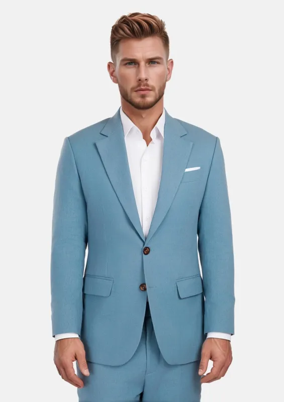 Mid Blue Linen Blend Astor Suit sold by Sartoro