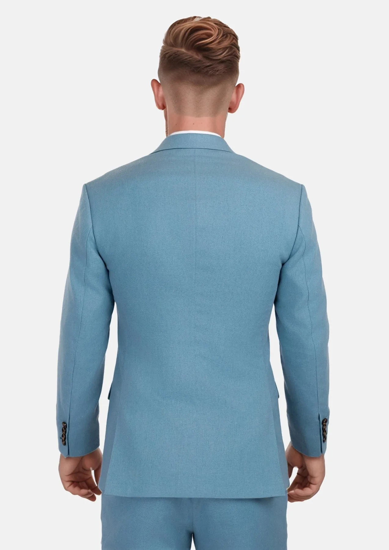 Mid Blue Linen Blend Astor Suit sold by Sartoro product image thumbnail 3