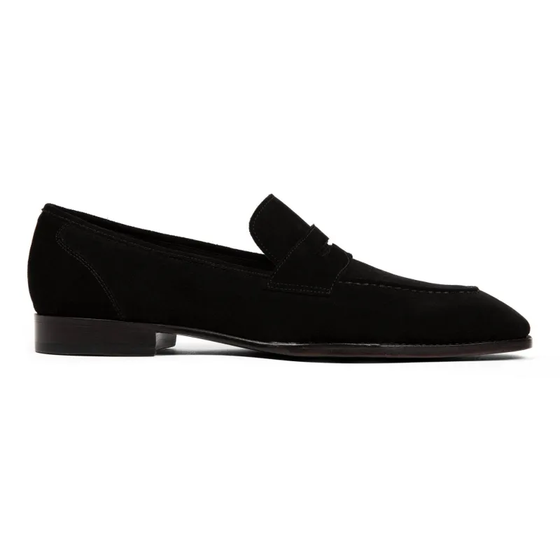 Belmont Penny Loafer // Velvet Noir Black Suede sold by Sartoro
