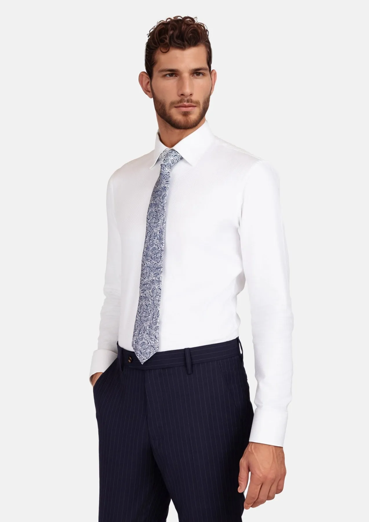 Pure White Stripe Shirt sold by Sartoro product image thumbnail 4