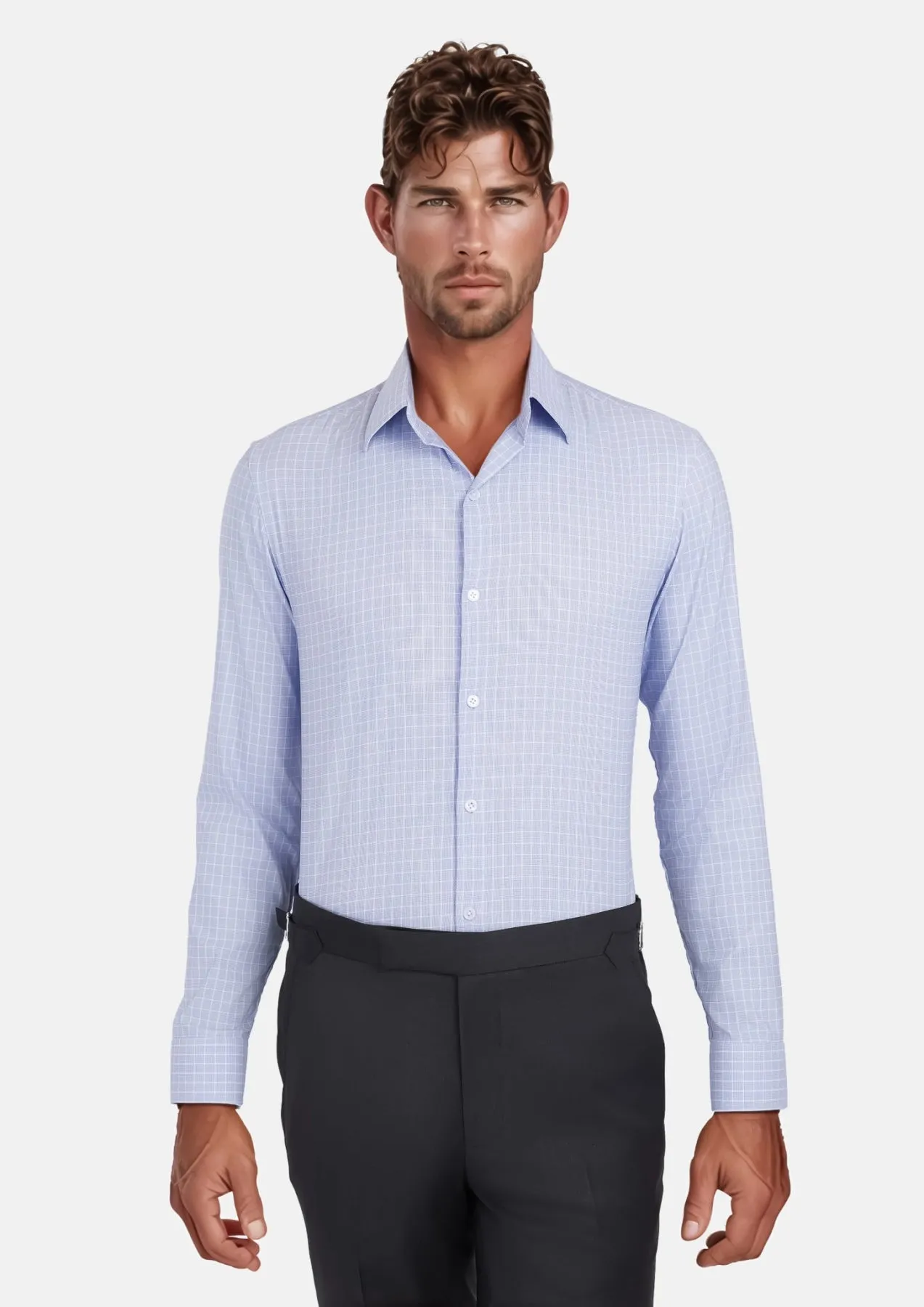 Icy Blue Grid Shirt sold by Sartoro product image thumbnail 2