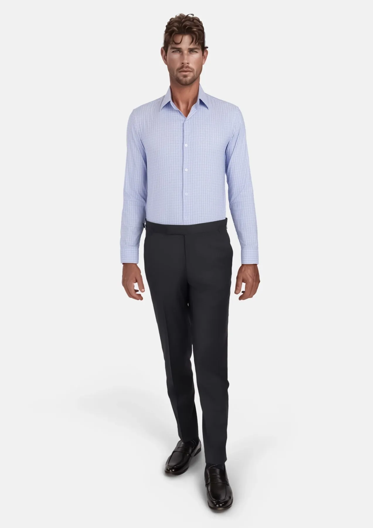 Icy Blue Grid Shirt sold by Sartoro product image thumbnail 5