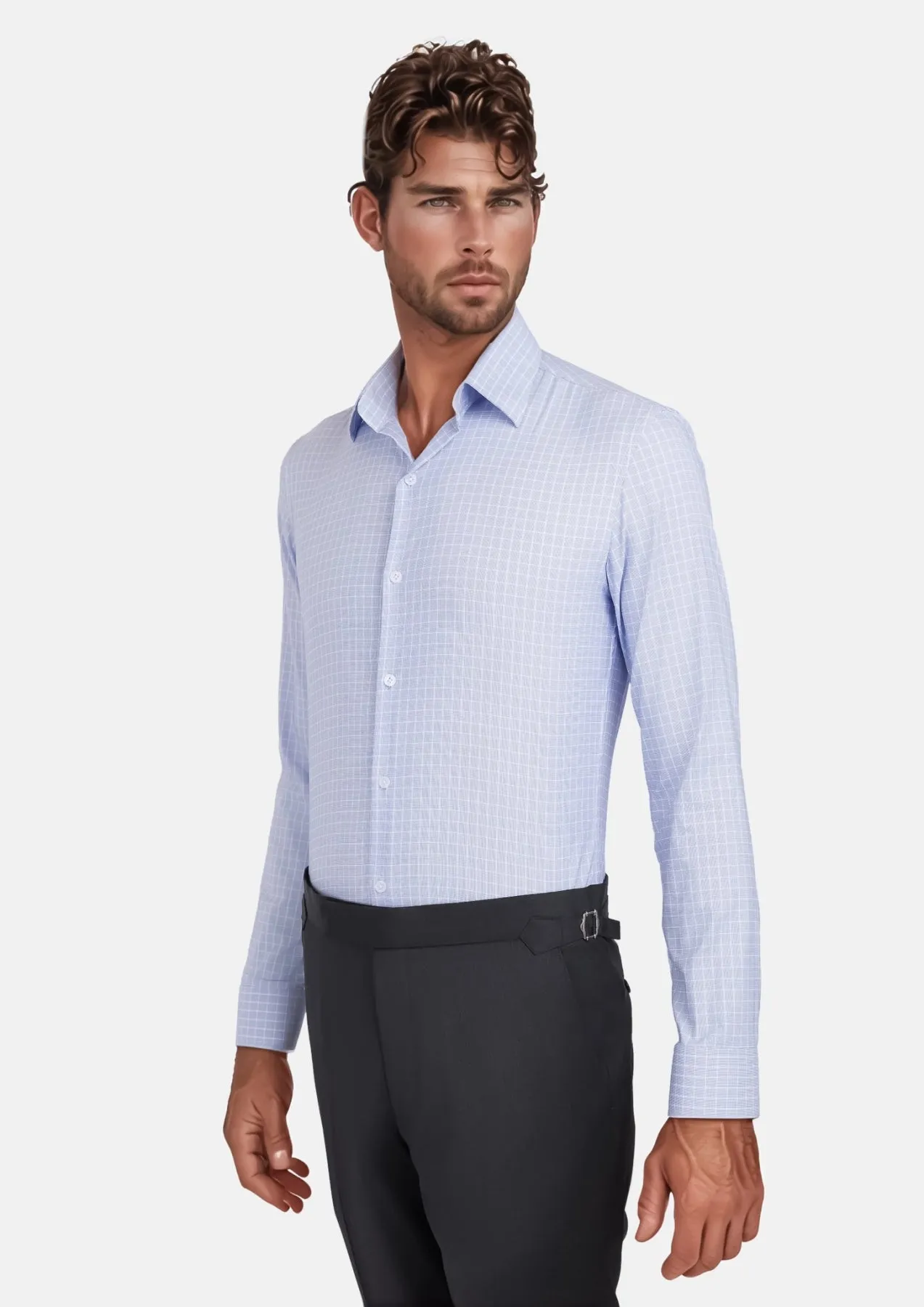 Icy Blue Grid Shirt sold by Sartoro product image thumbnail 3