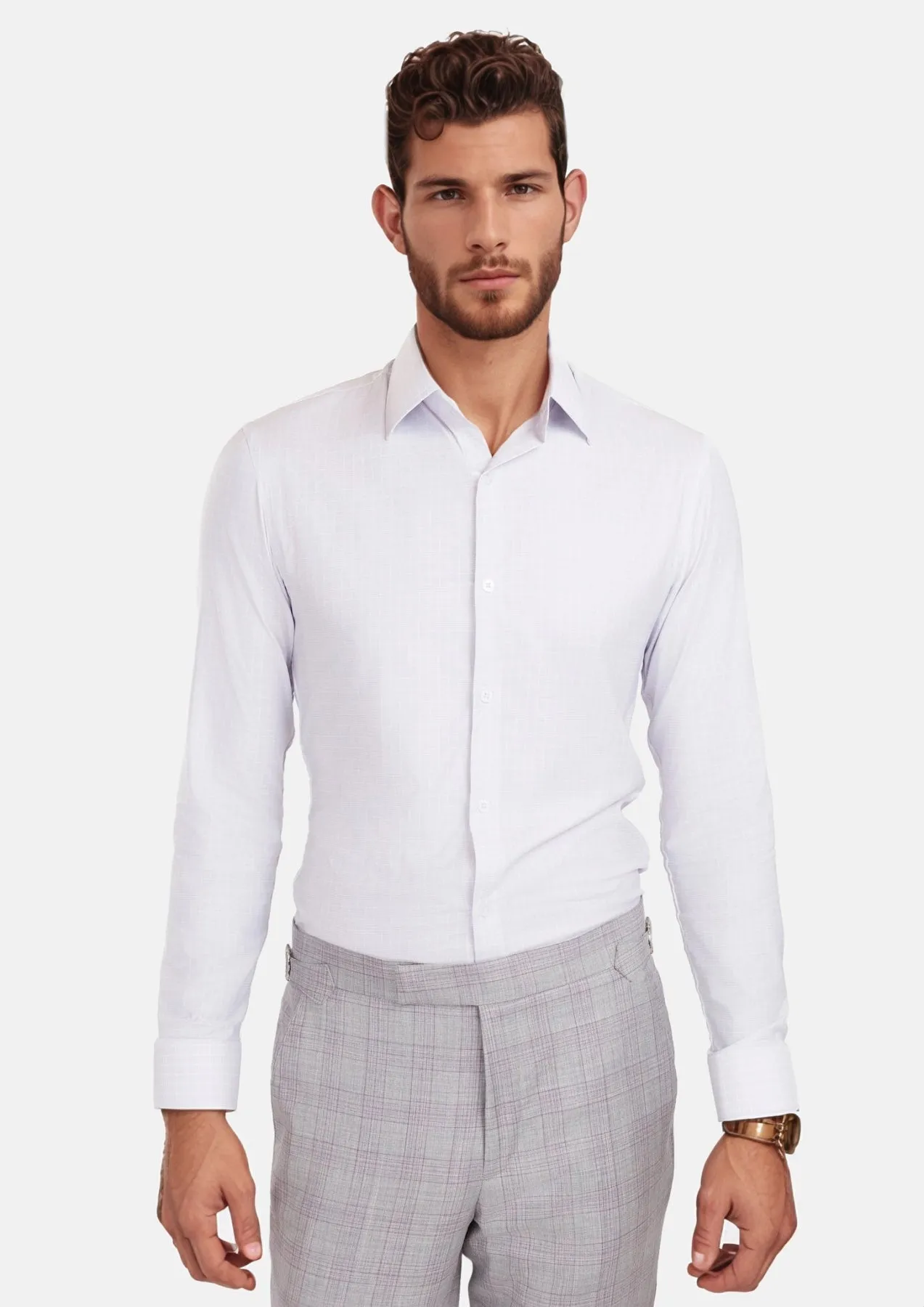 Pale Grey Grid Shirt sold by Sartoro product image thumbnail 2