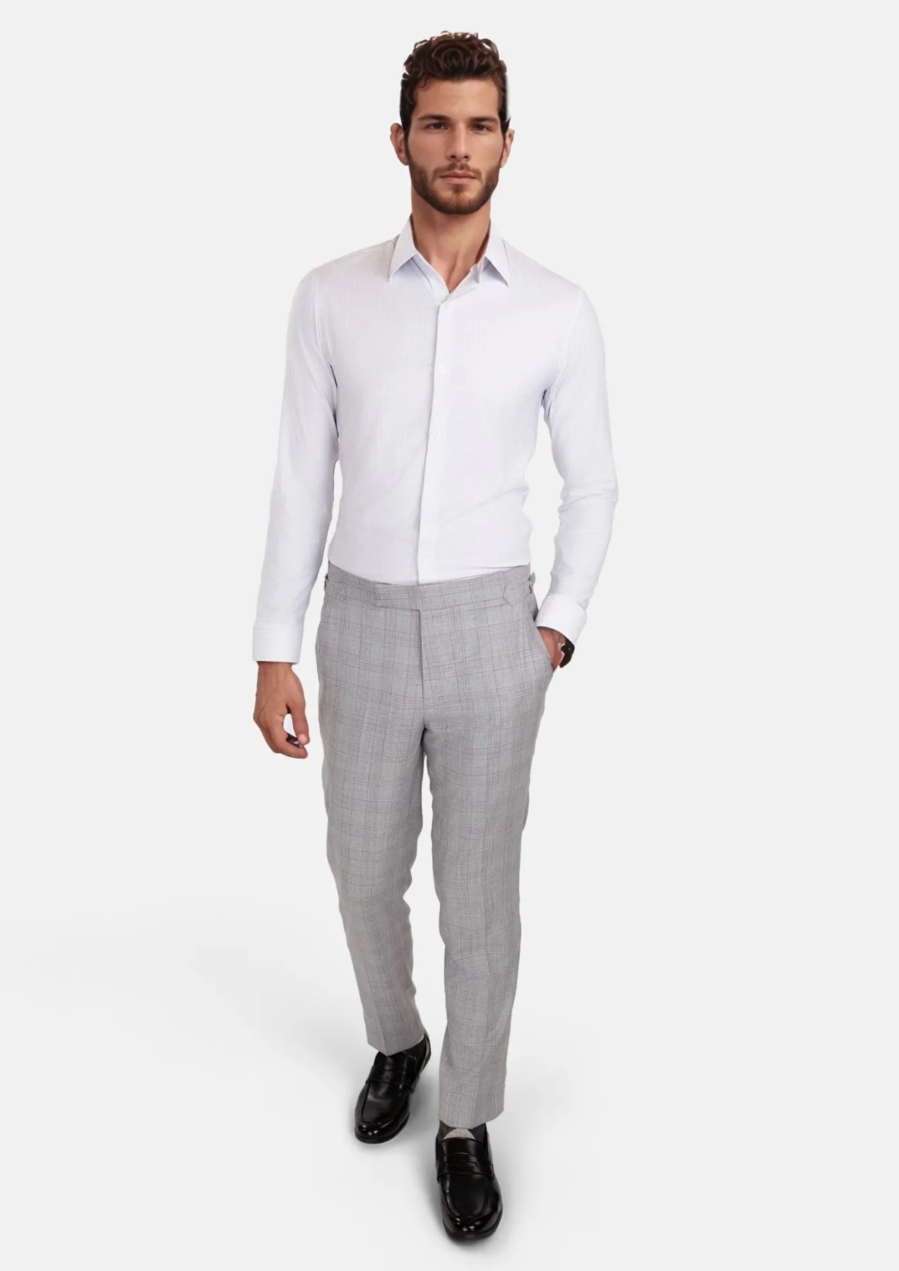 Pale Grey Grid Shirt sold by Sartoro product image thumbnail 4