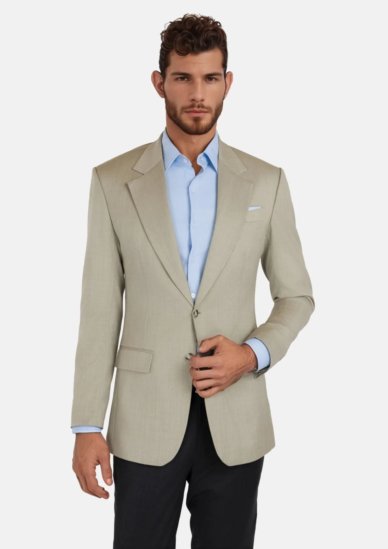 Beige Sandstone Italian Wool Jacket sold by Sartoro