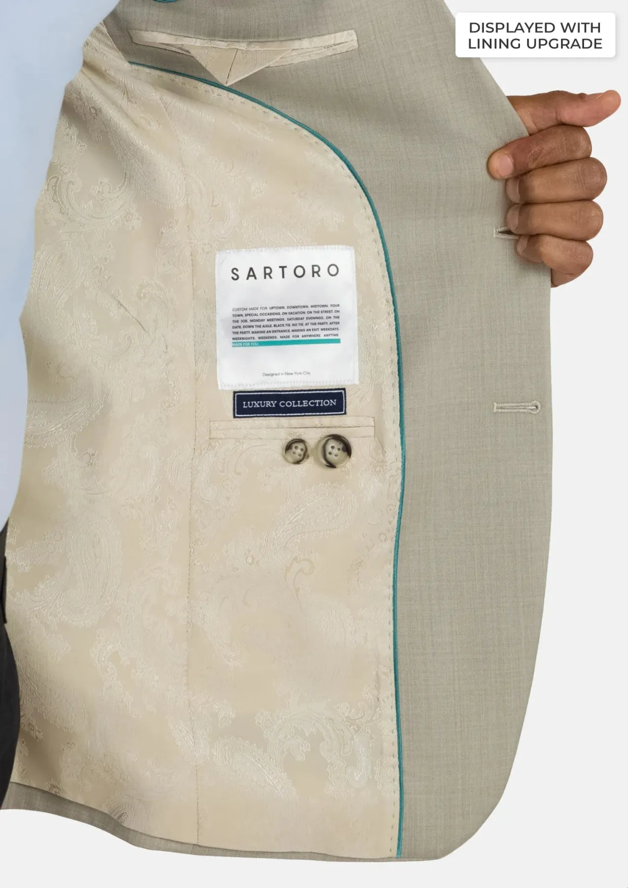 Beige Sandstone Italian Wool Jacket sold by Sartoro product image thumbnail 4