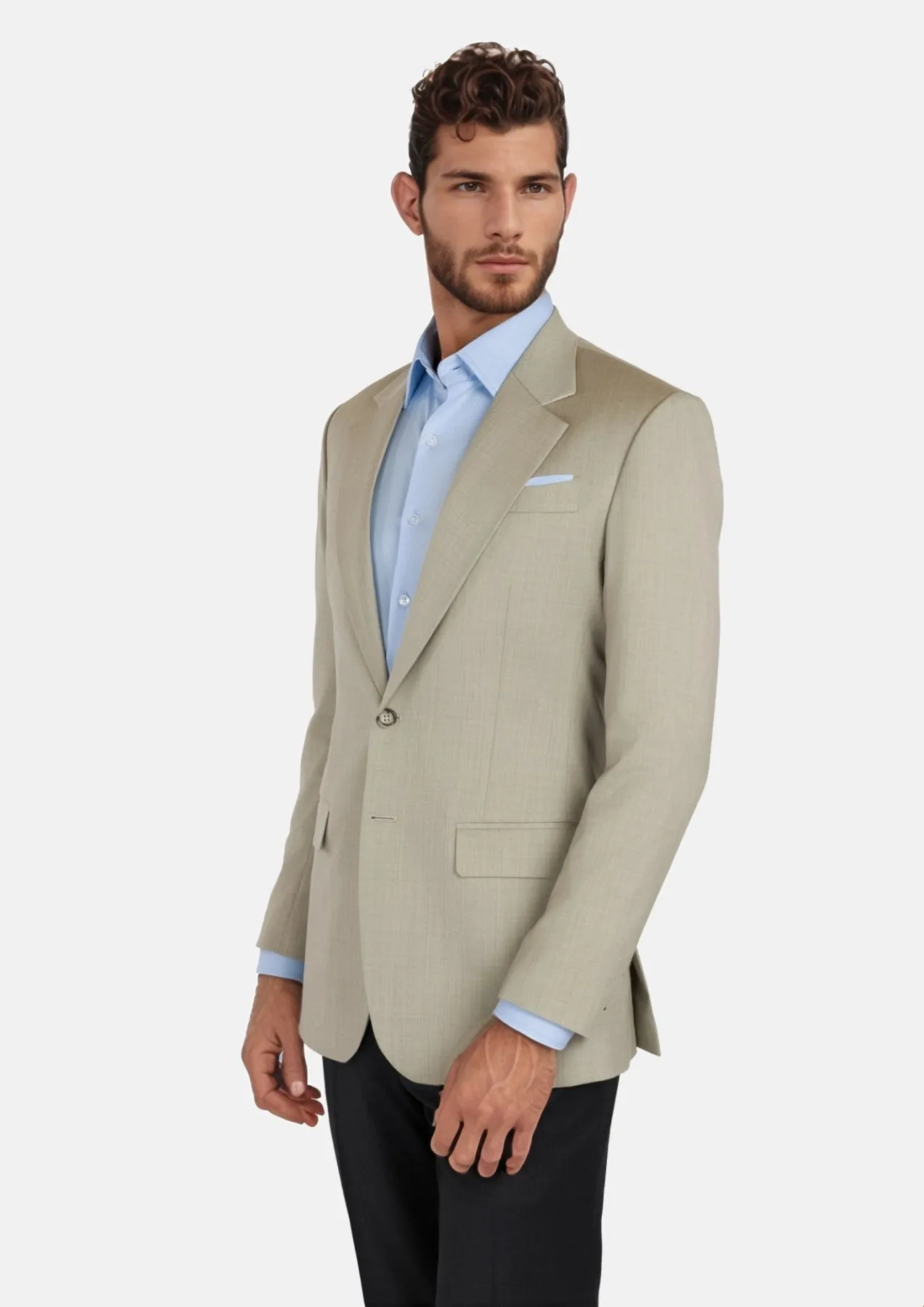 Beige Sandstone Italian Wool Jacket sold by Sartoro product image thumbnail 3