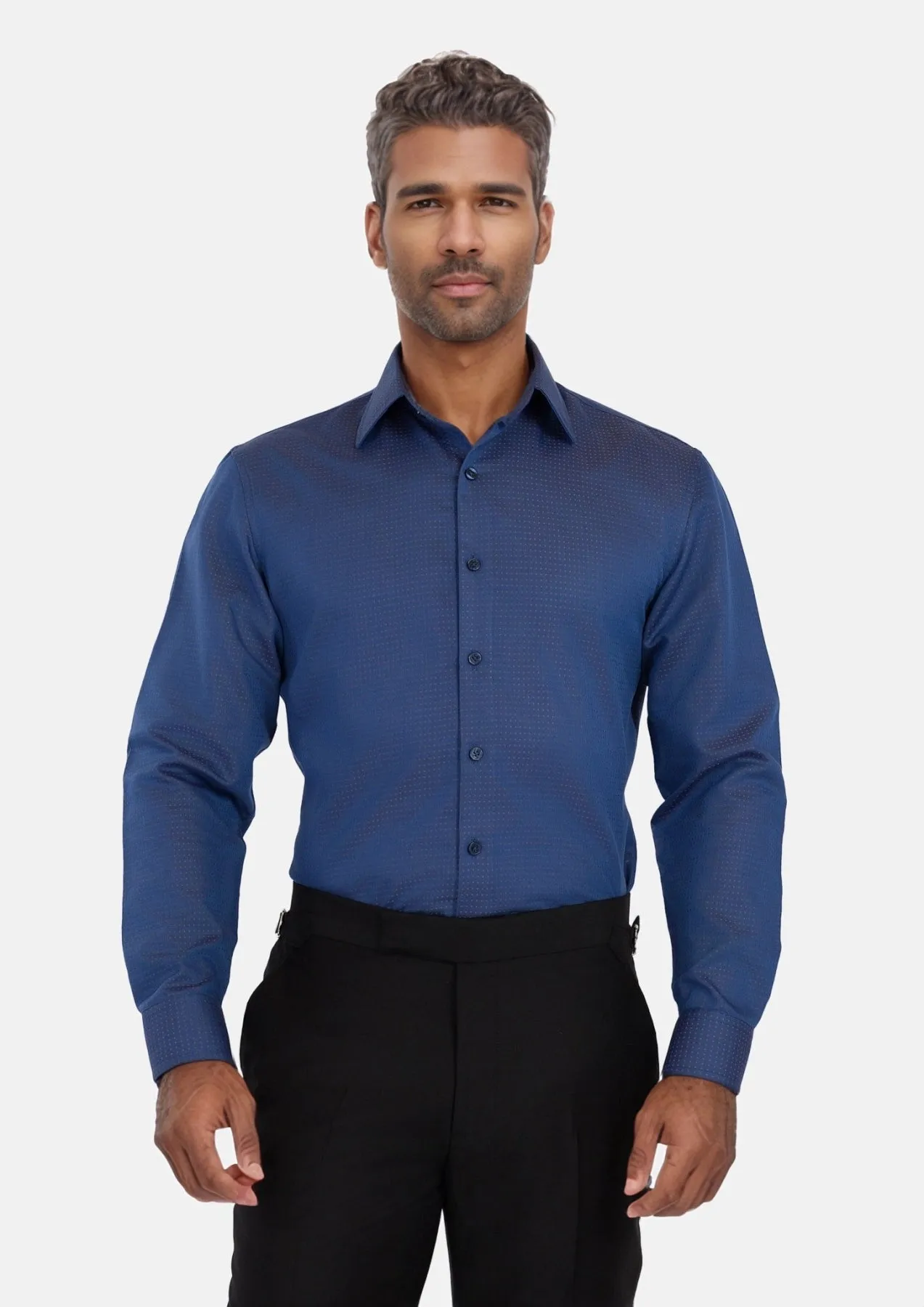 Royal Blue Dobby Dot Shirt sold by Sartoro product image thumbnail 2