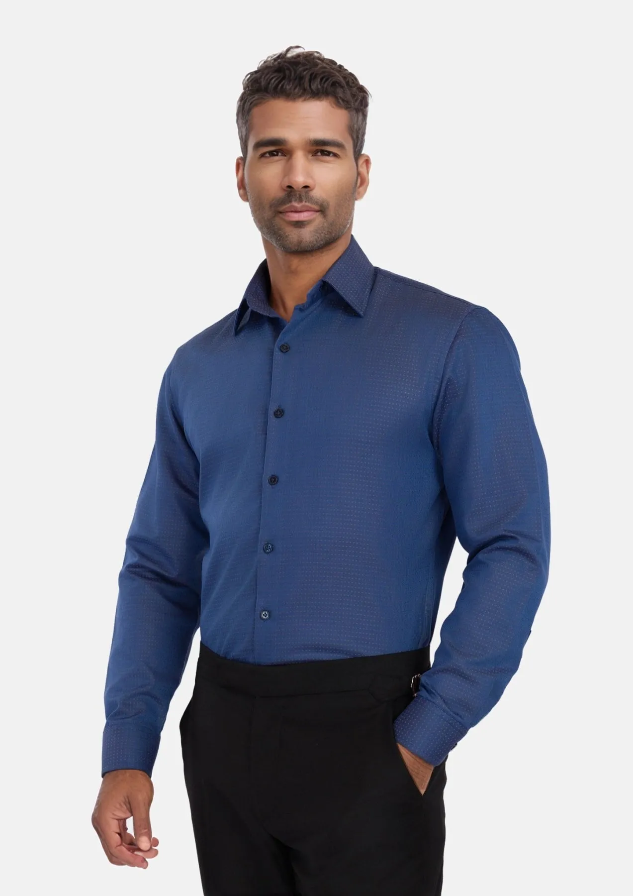 Royal Blue Dobby Dot Shirt sold by Sartoro product image thumbnail 3