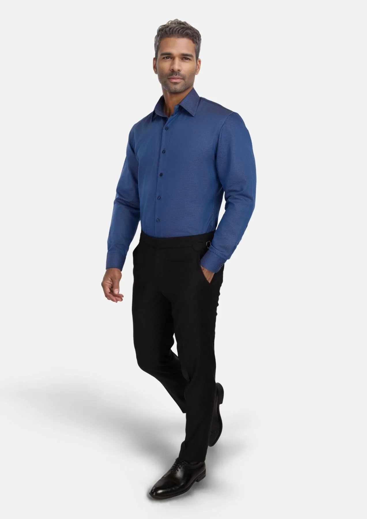 Royal Blue Dobby Dot Shirt sold by Sartoro product image thumbnail 5
