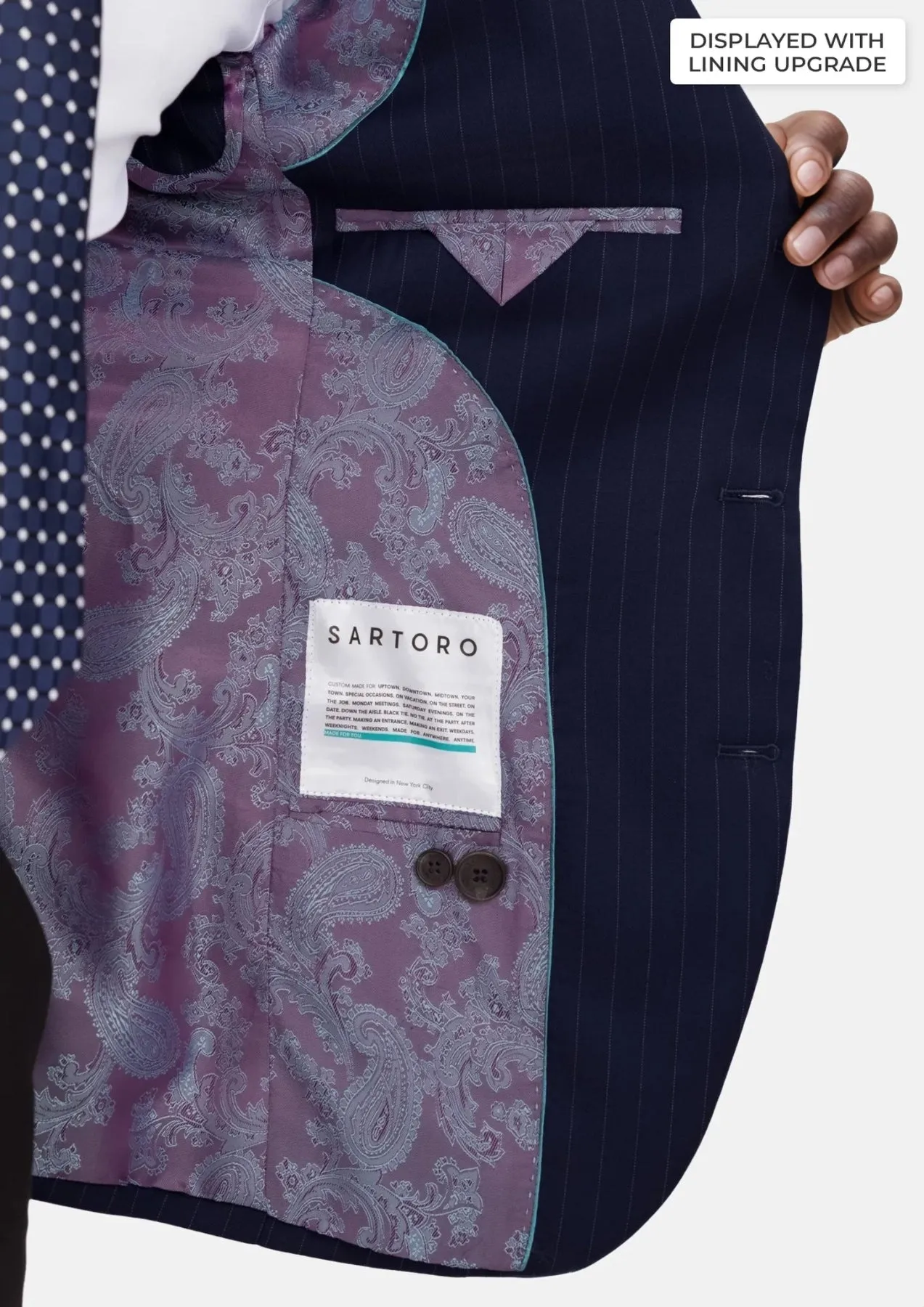 Oxford Blue Pinstripe Thompson Jacket sold by Sartoro product image thumbnail 4