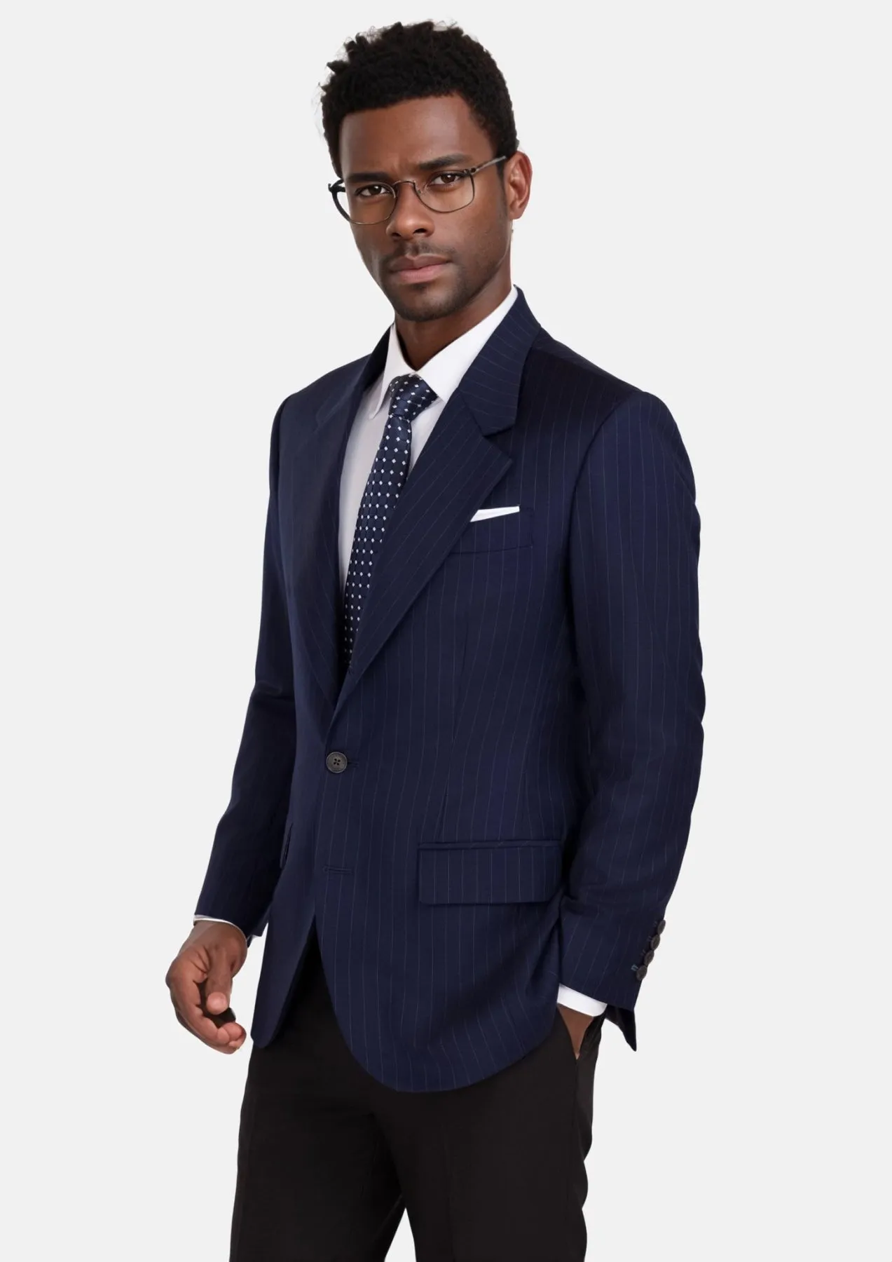 Oxford Blue Pinstripe Thompson Jacket sold by Sartoro product image thumbnail 2