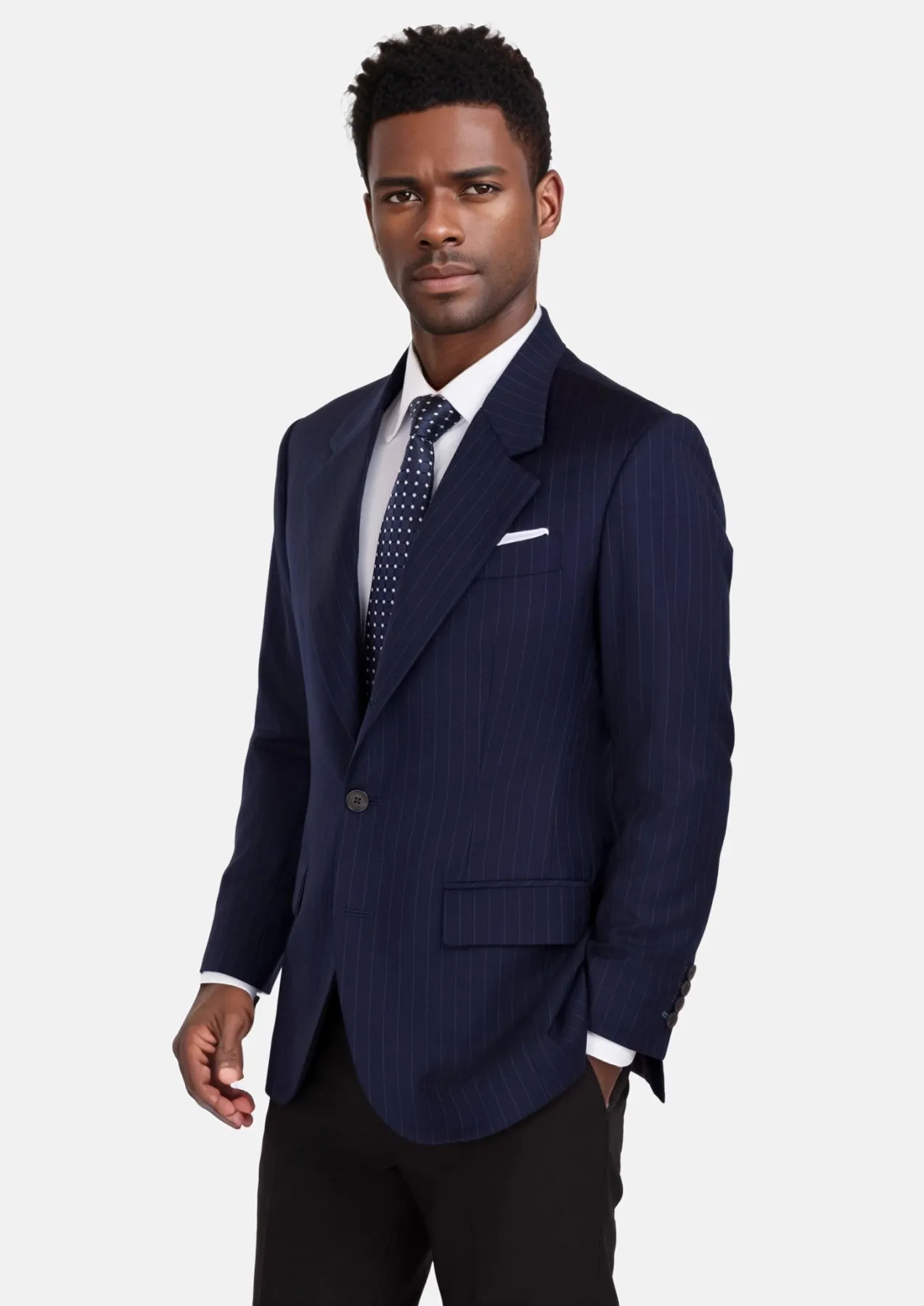 Oxford Blue Pinstripe Thompson Jacket sold by Sartoro product image thumbnail 3