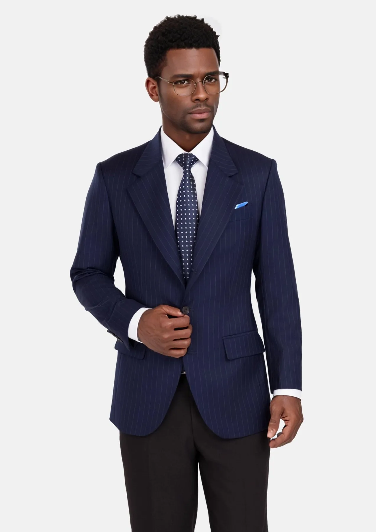 Oxford Blue Pinstripe Thompson Jacket sold by Sartoro