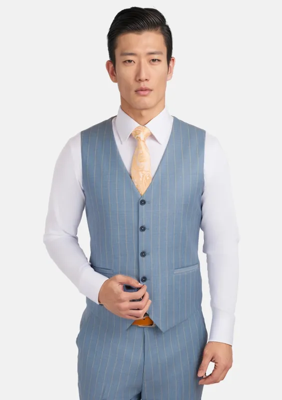Sky Blue Pinstripe Vest sold by Sartoro