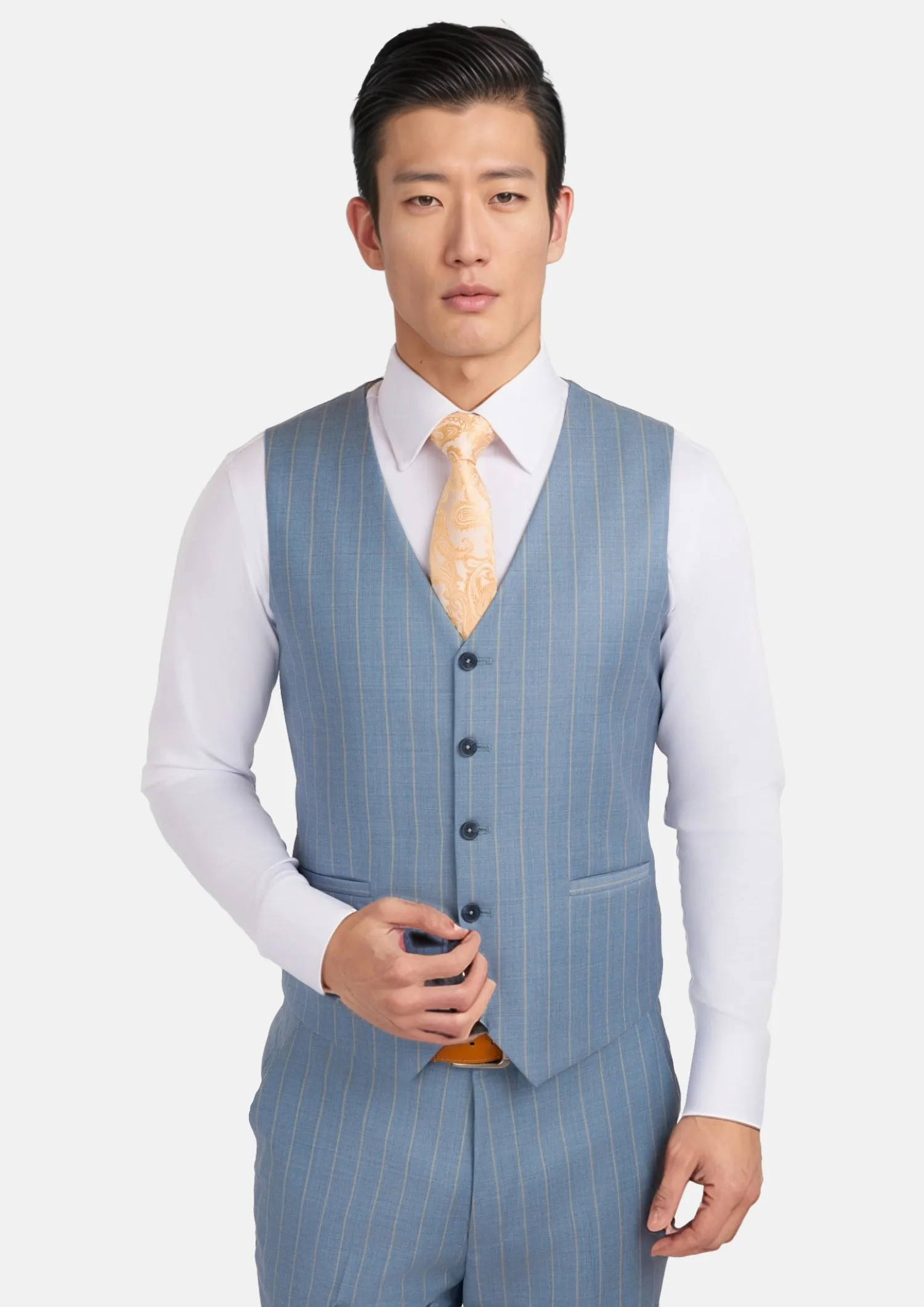Sky Blue Pinstripe Vest sold by Sartoro