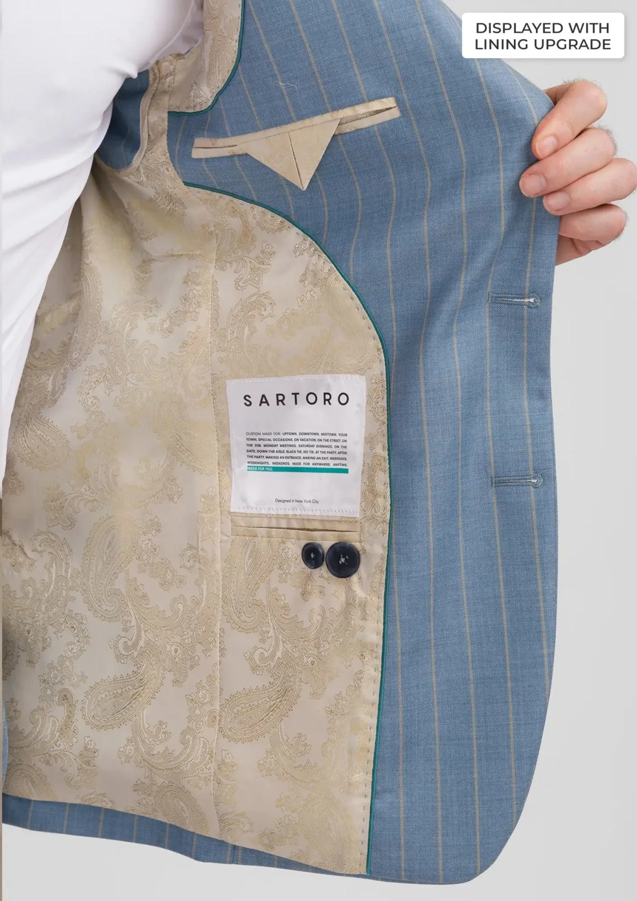 Sky Blue Pinstripe Ellis Jacket sold by Sartoro product image thumbnail 4
