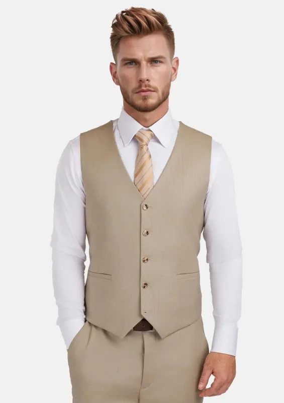 Sand Herringbone Vest sold by Sartoro