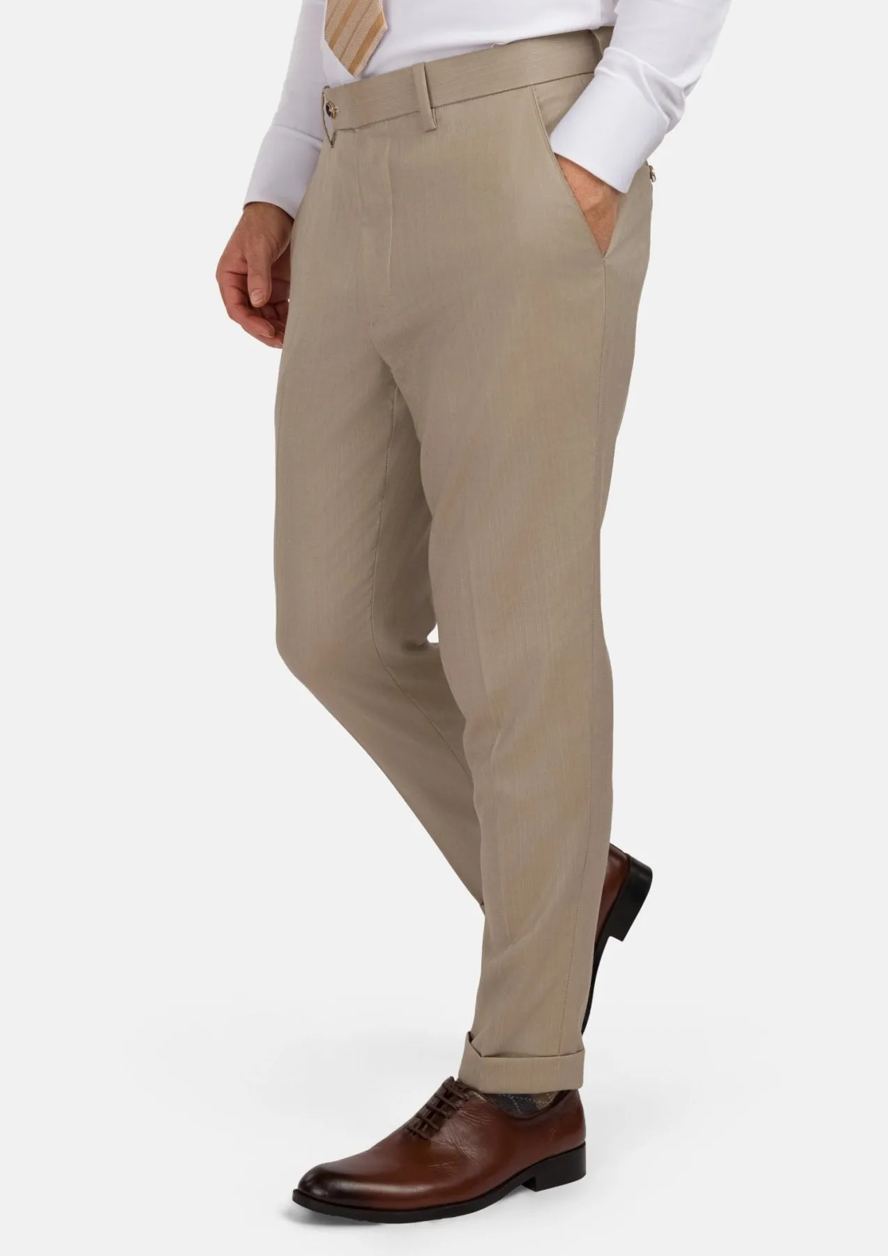 Sand Herringbone Pants sold by Sartoro product image thumbnail 3