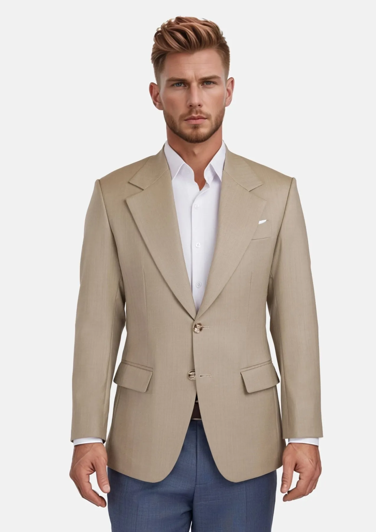Sand Herringbone Ellis Jacket sold by Sartoro