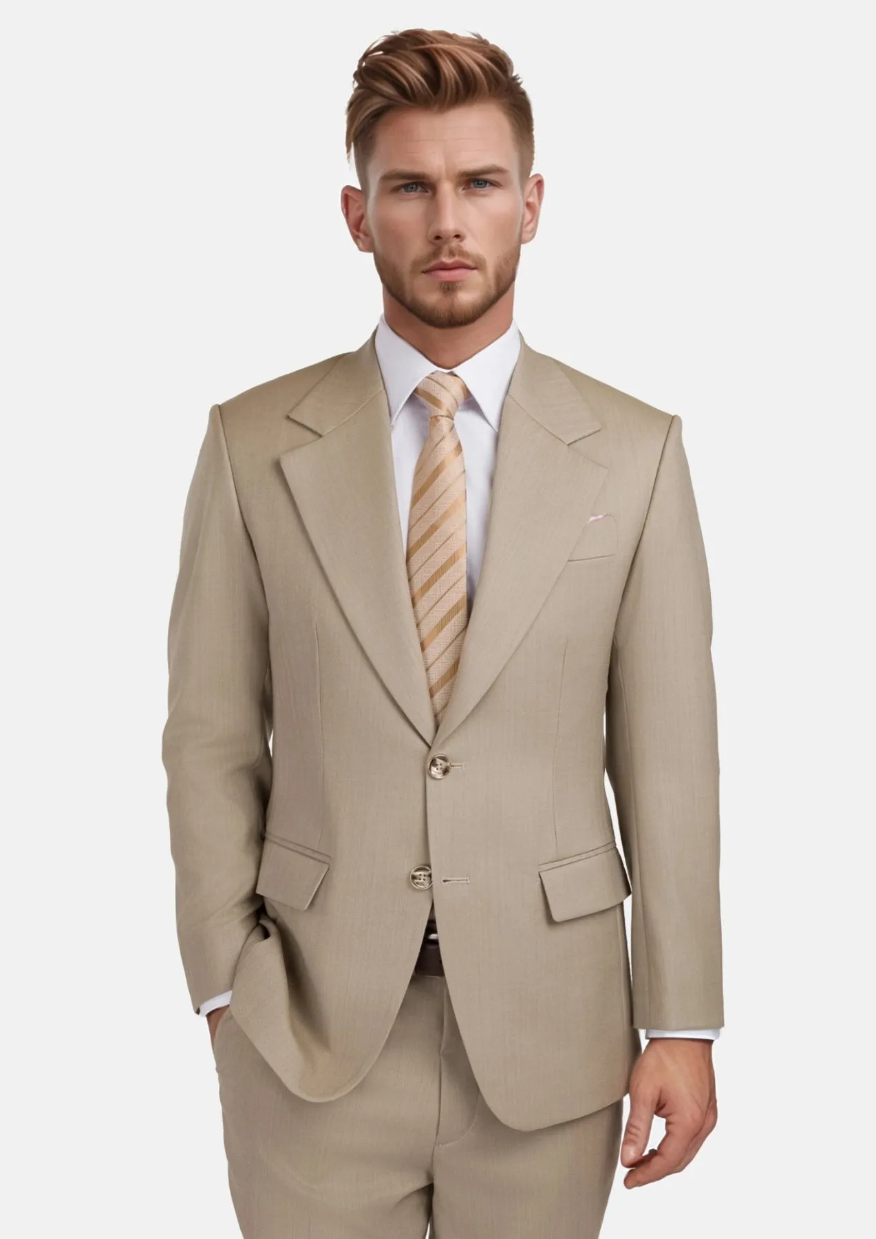 Sand Herringbone Ellis Suit sold by Sartoro