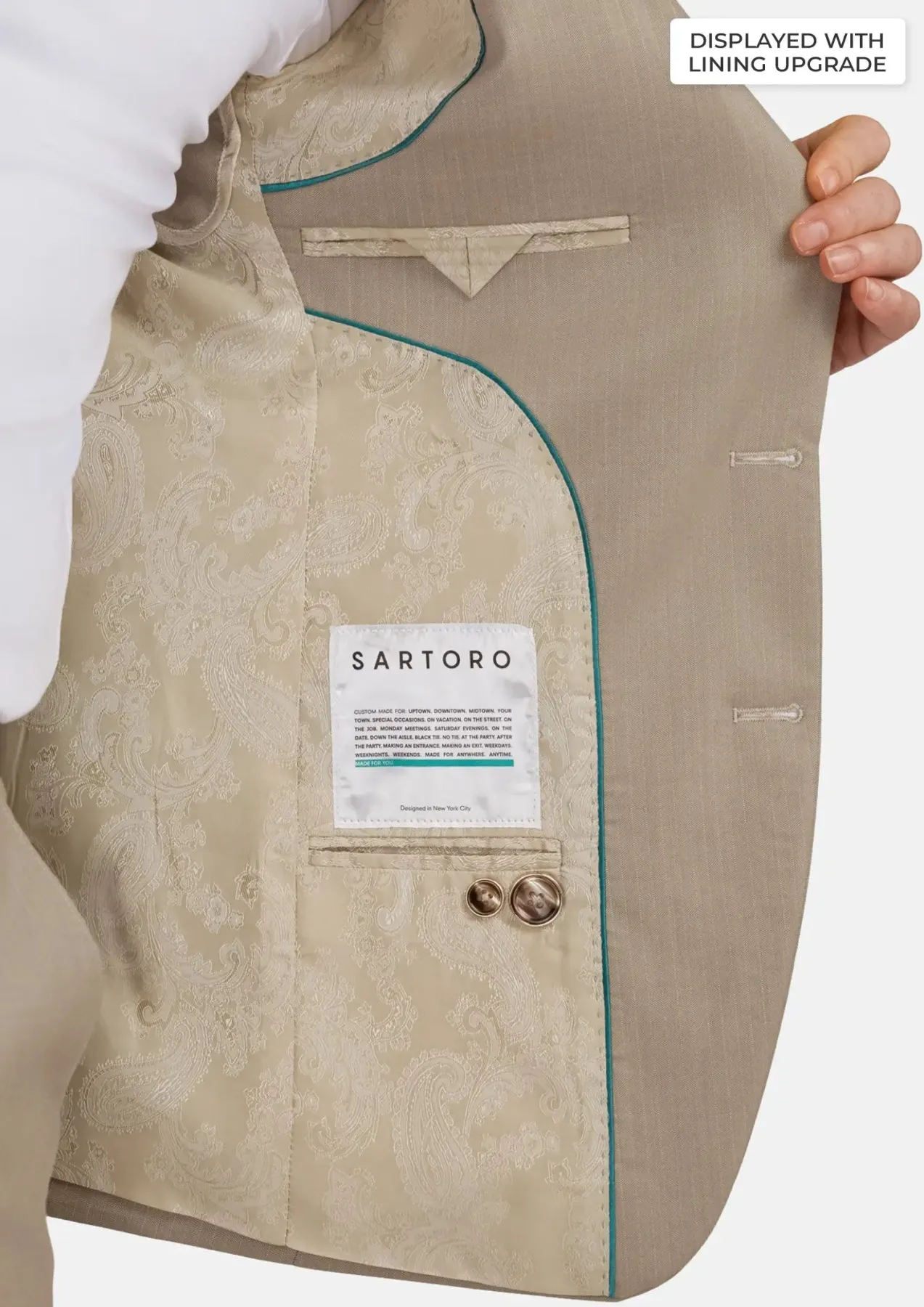 Sand Herringbone Ellis Suit sold by Sartoro product image thumbnail 4